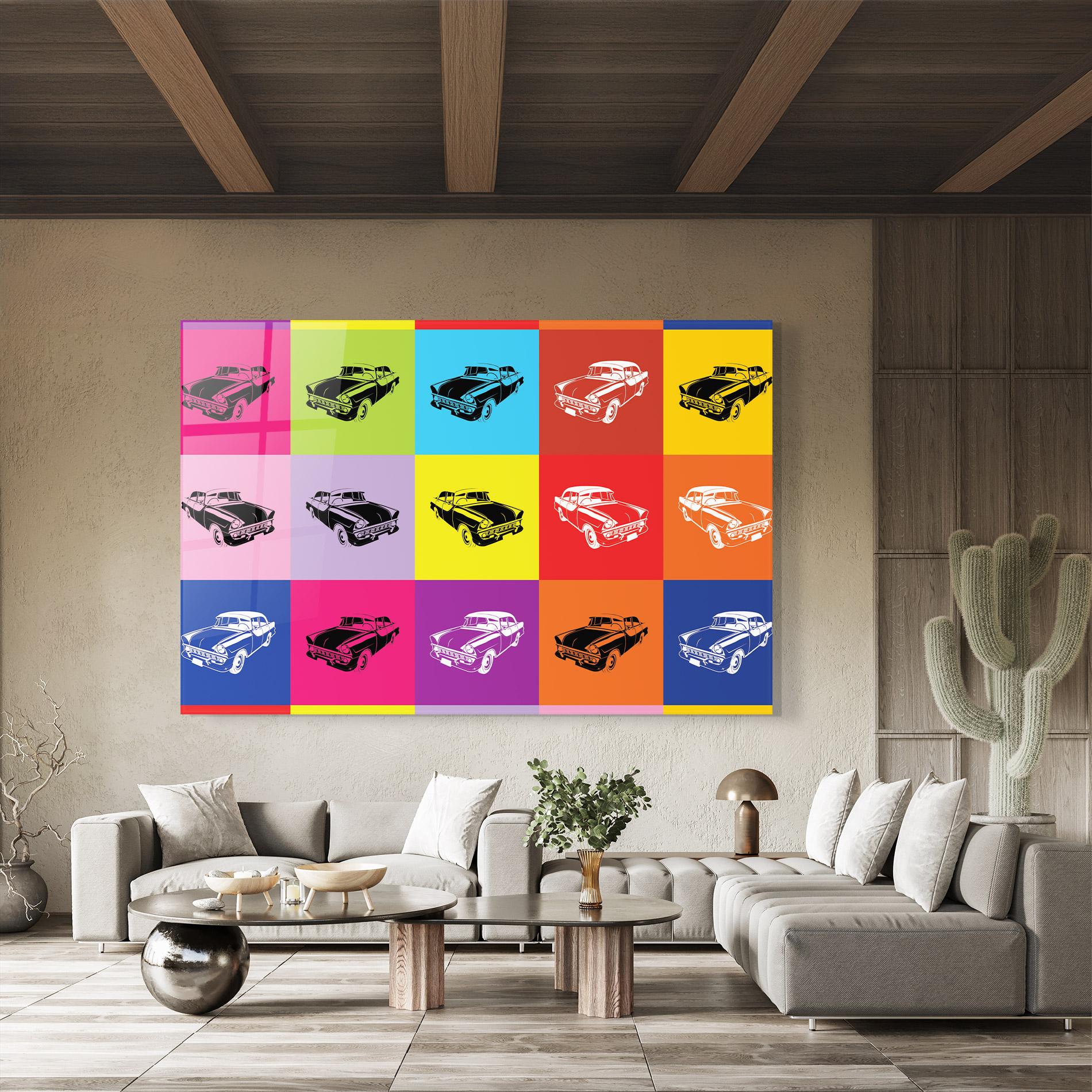 Tablou Sticla Vintage Car Mix mockup 8