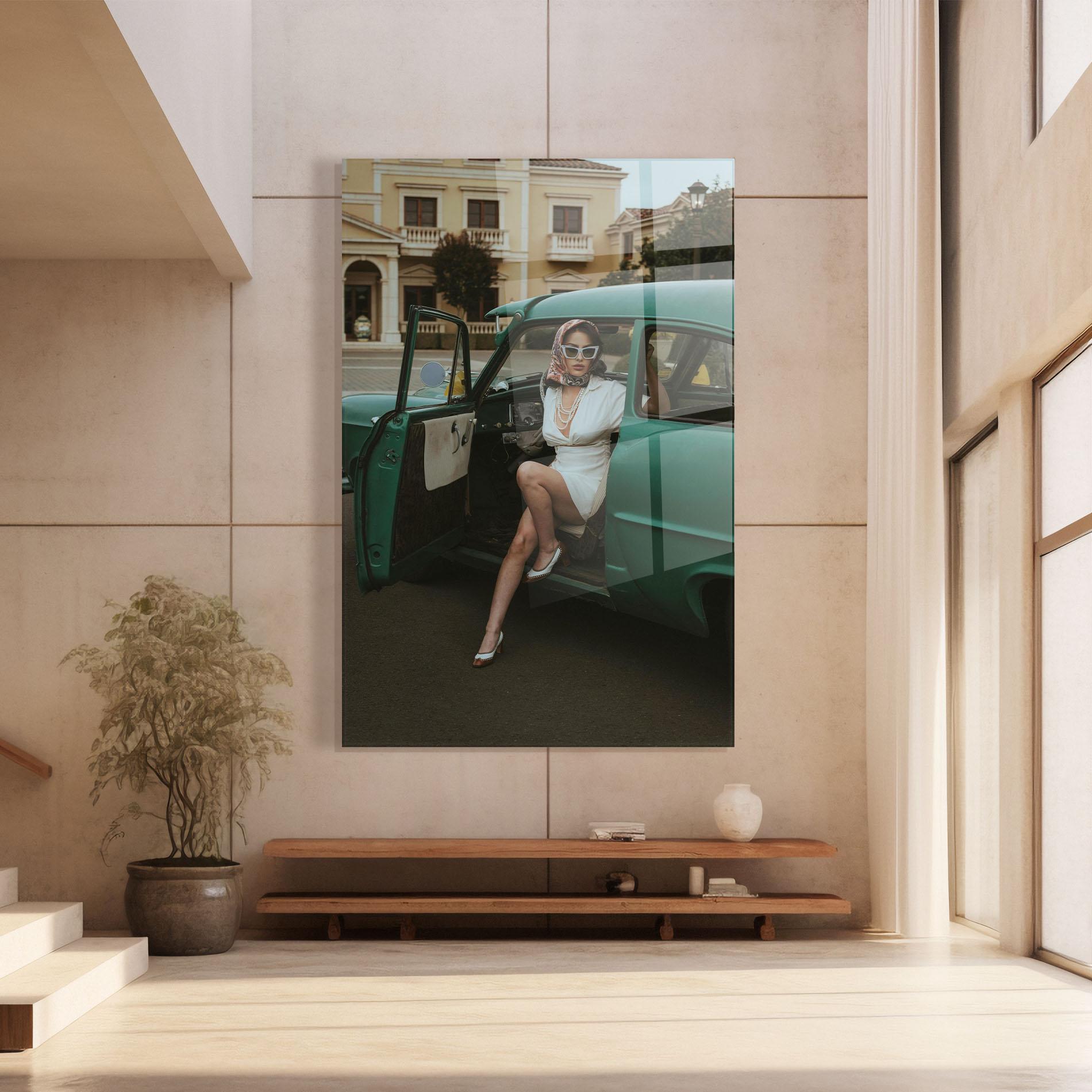 Tablou Sticla Lady Vintage Cat mockup 8