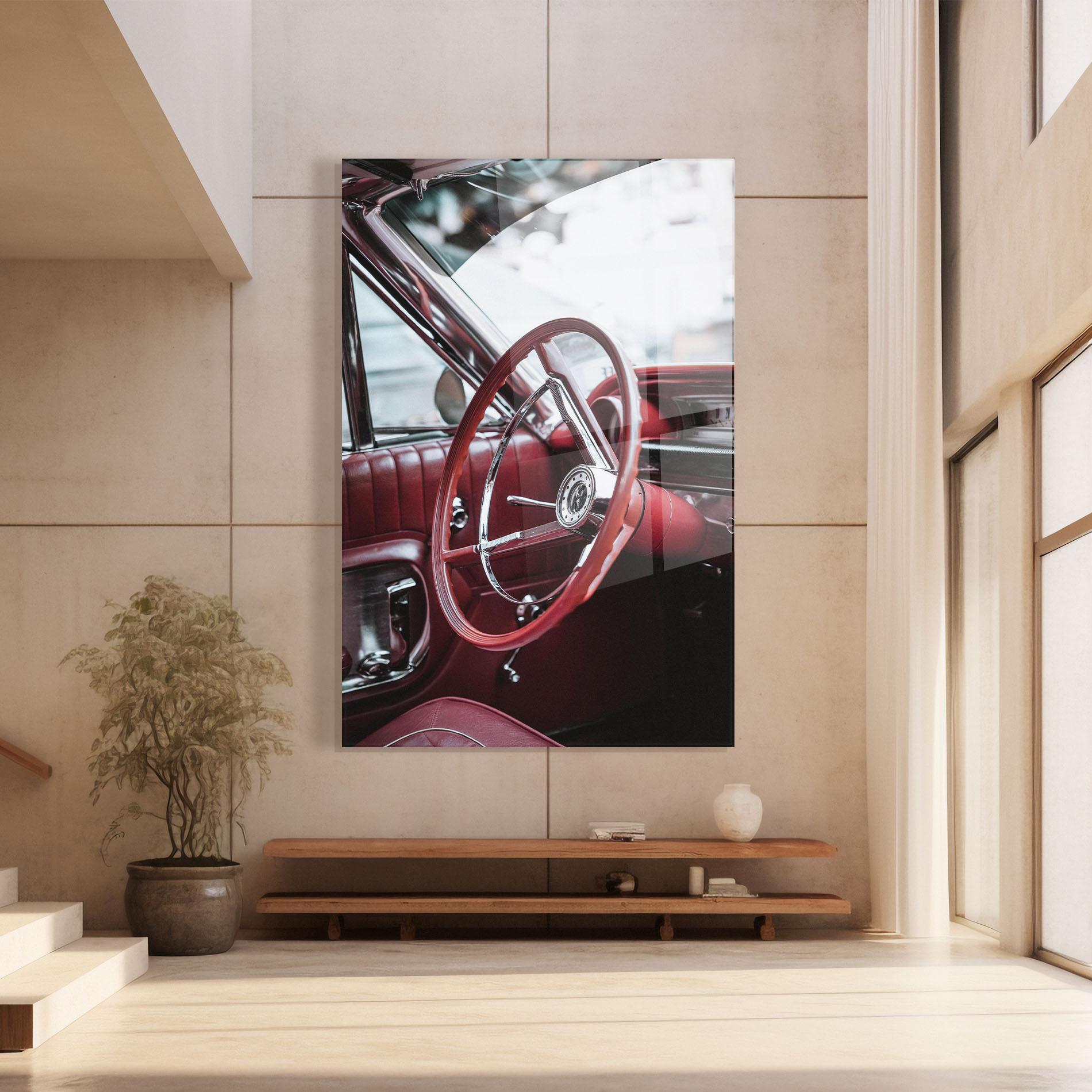 Tablou Sticla Red Steering Wheel mockup 8