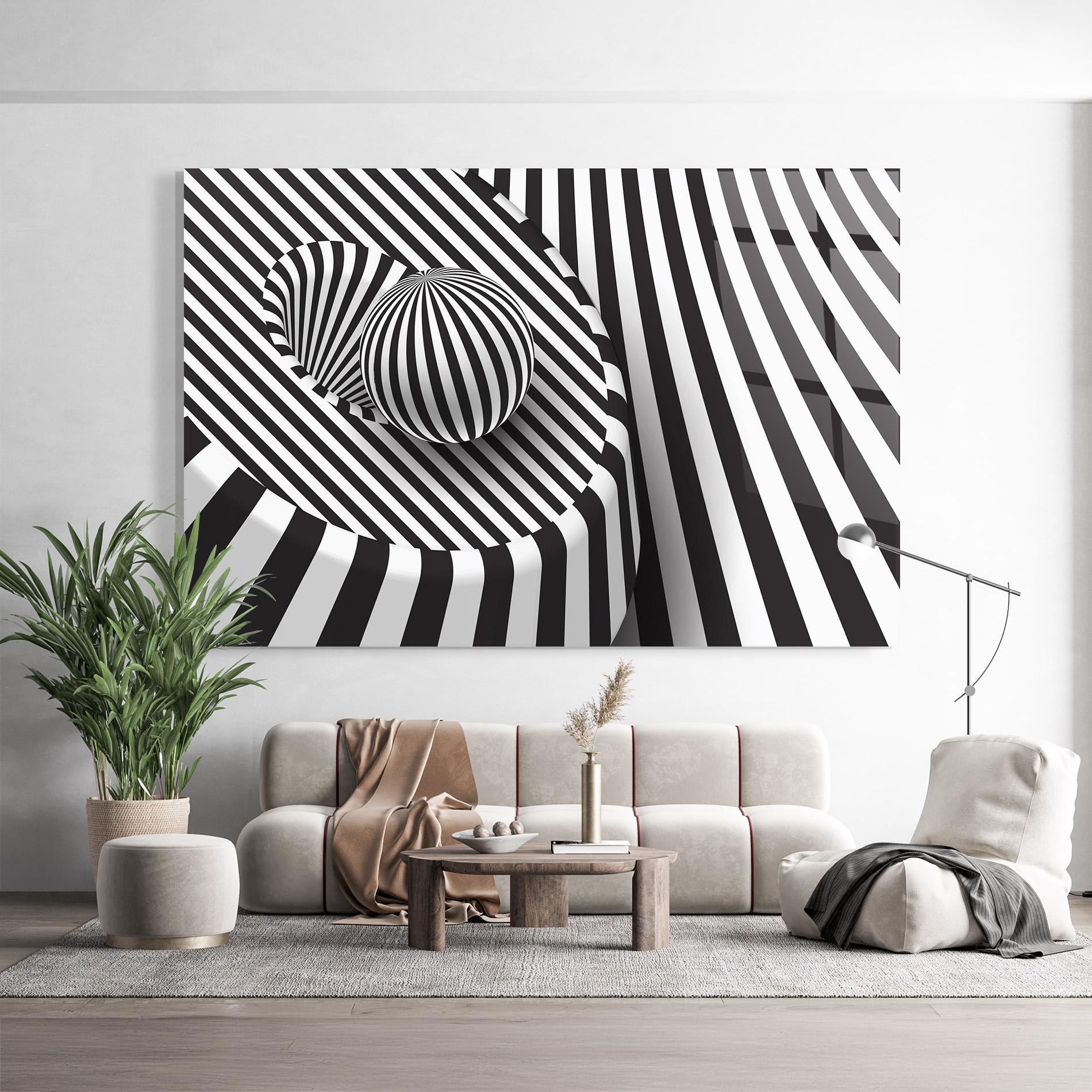 Tablou Sticla 3d Ball Zebra mockup 9