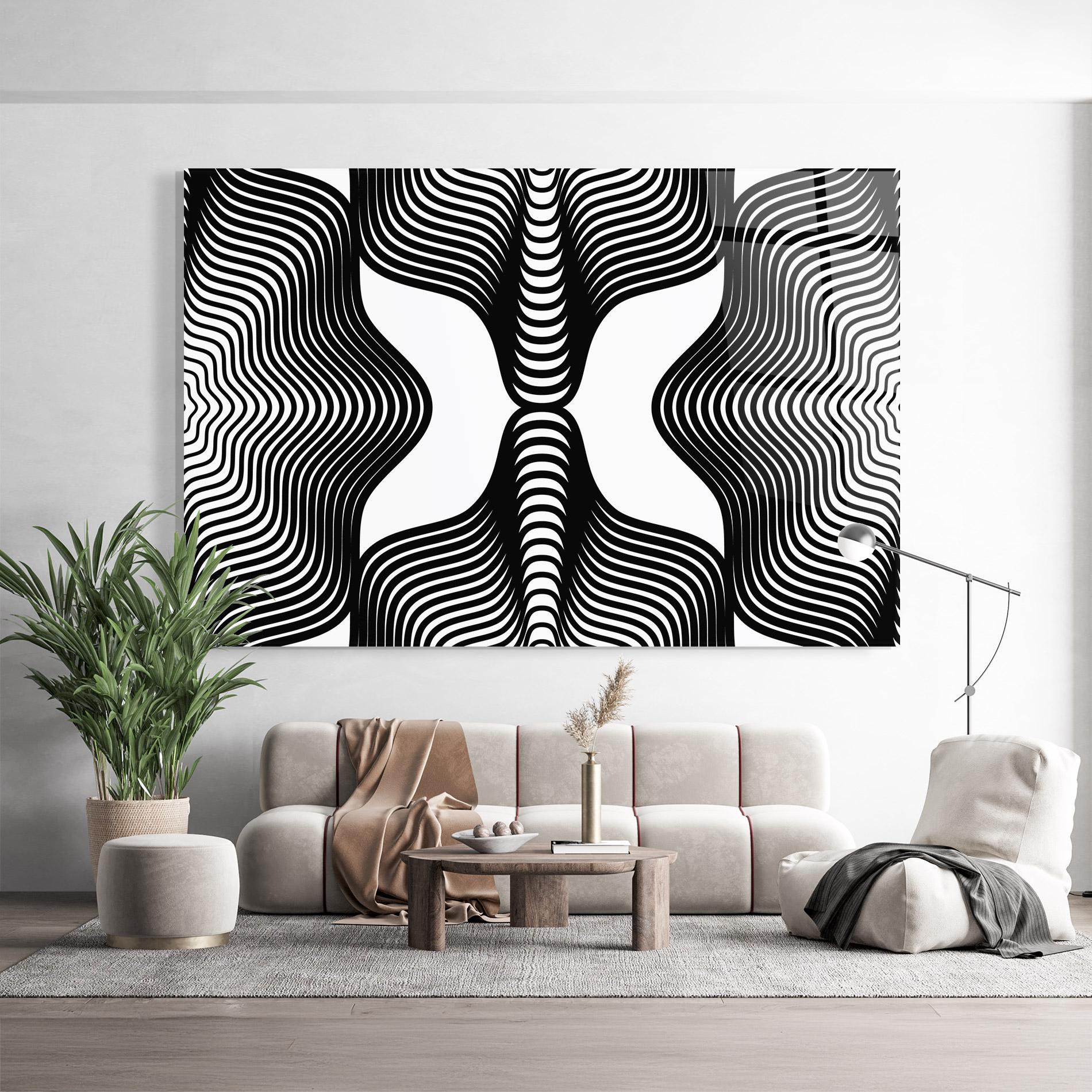 Tablou Sticla Black Line Pattern mockup 9