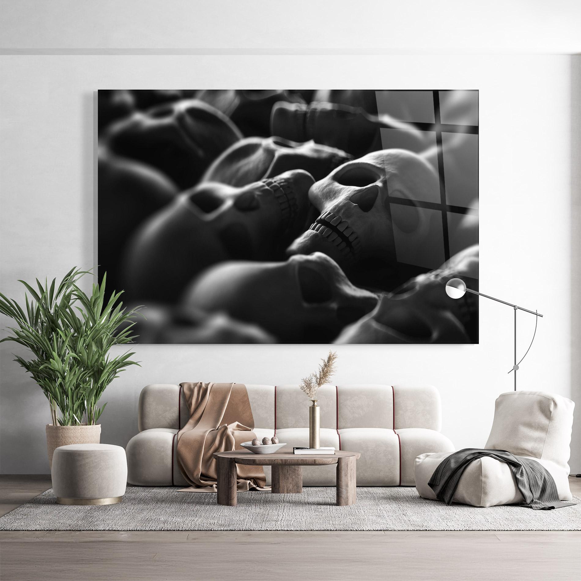 Tablou Sticla Gray Human Skull mockup 9