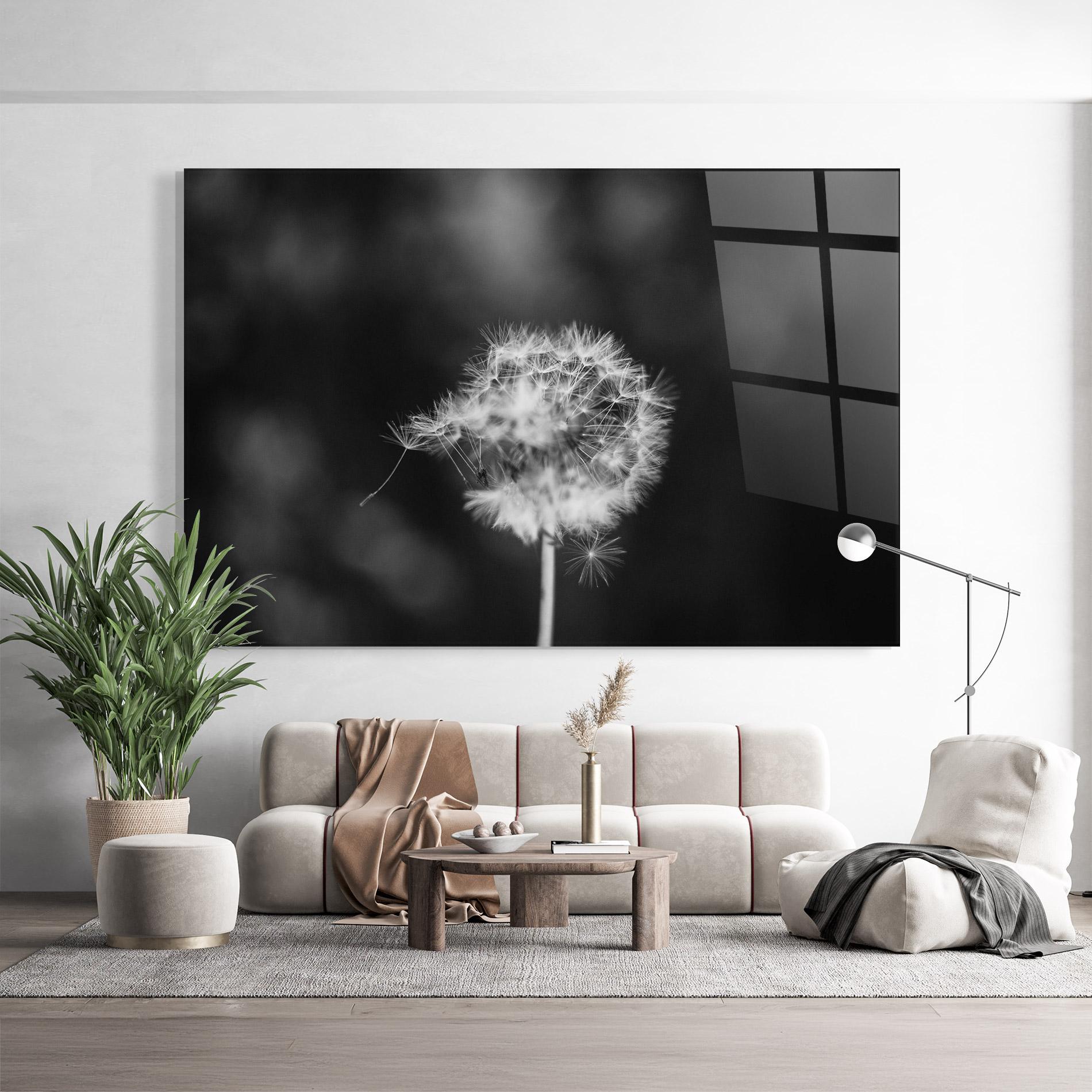 Tablou Sticla Grey Dandelion mockup 9