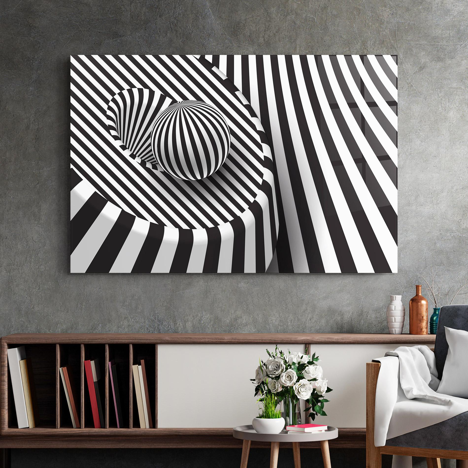 Tablou Sticla 3d Ball Zebra mockup 2