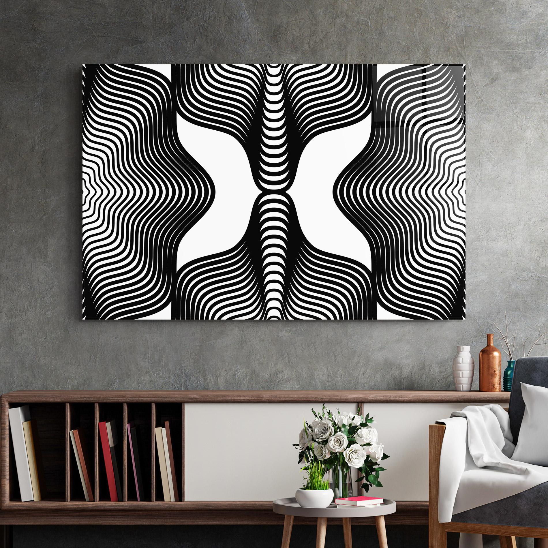 Tablou Sticla Black Line Pattern mockup 2