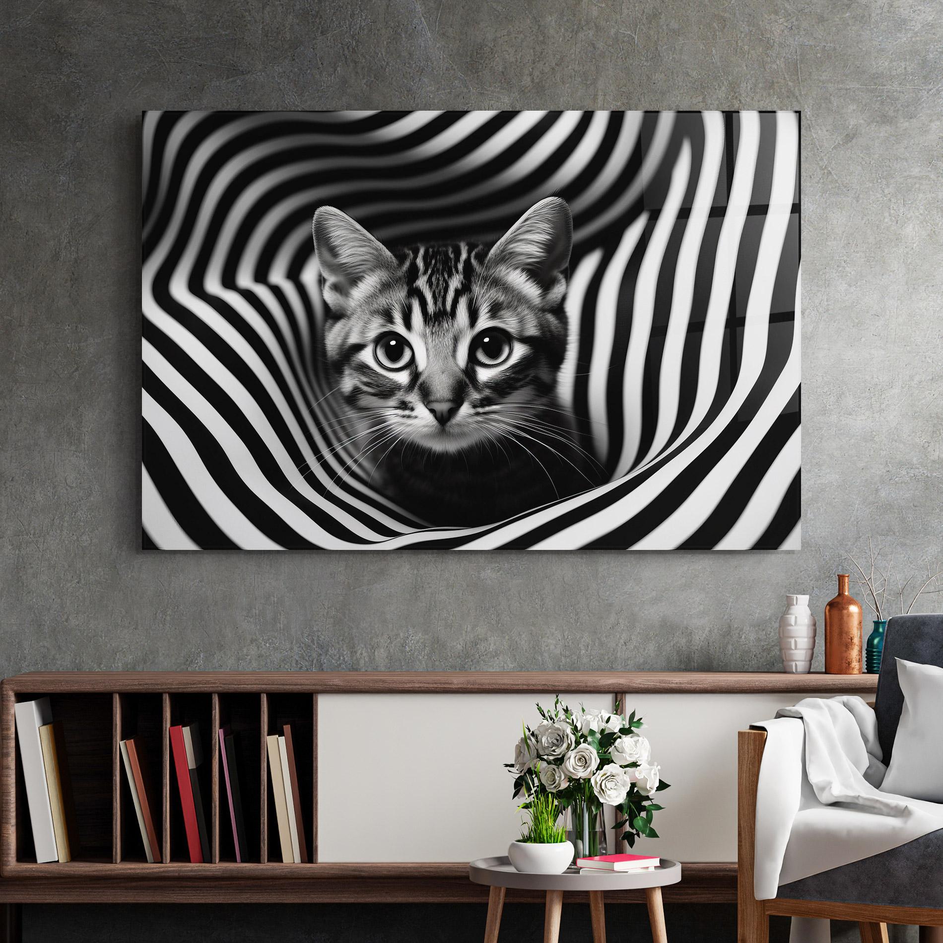 Tablou Sticla Closeup Cat Portrait mockup 2