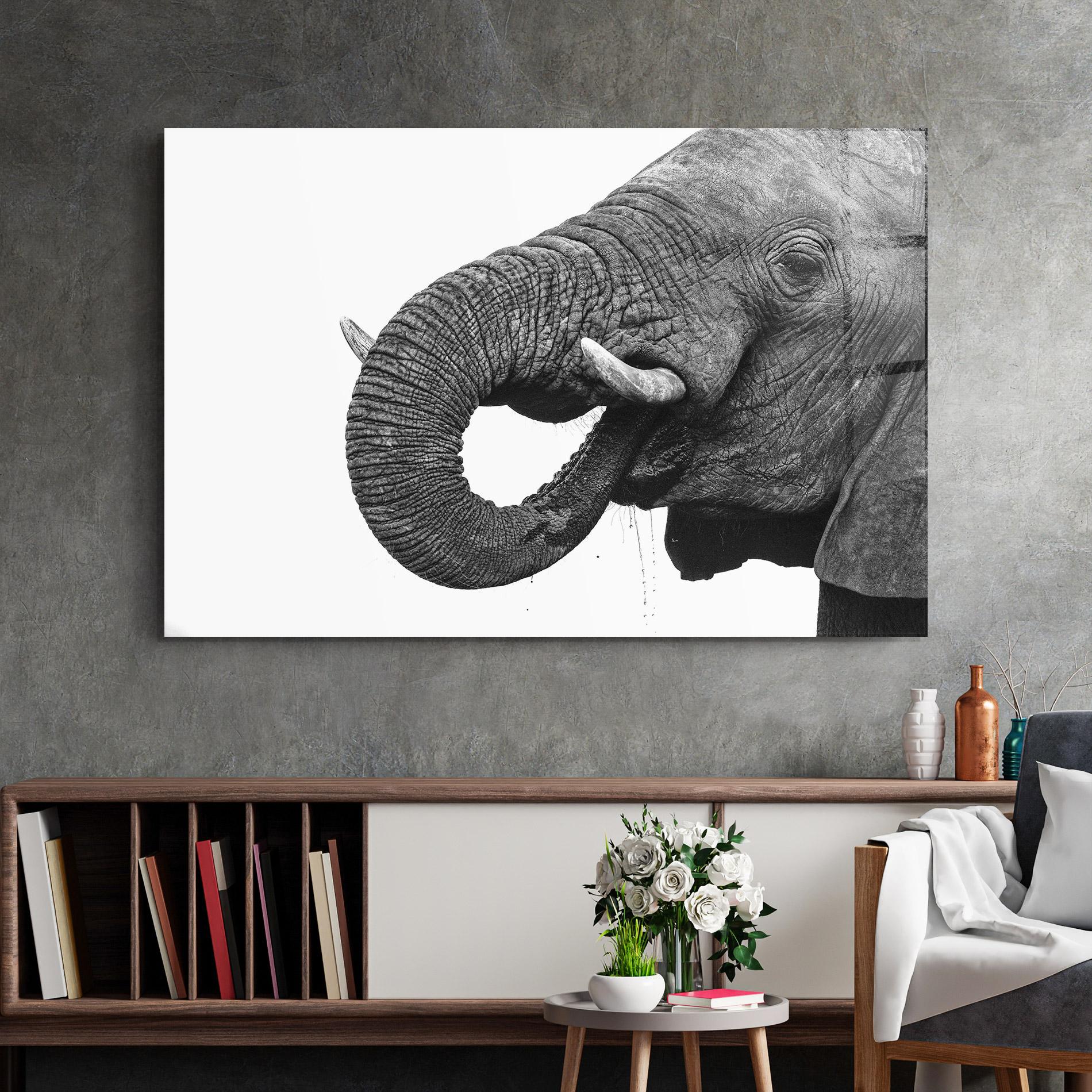 Tablou Sticla Elephant Drinking mockup 2