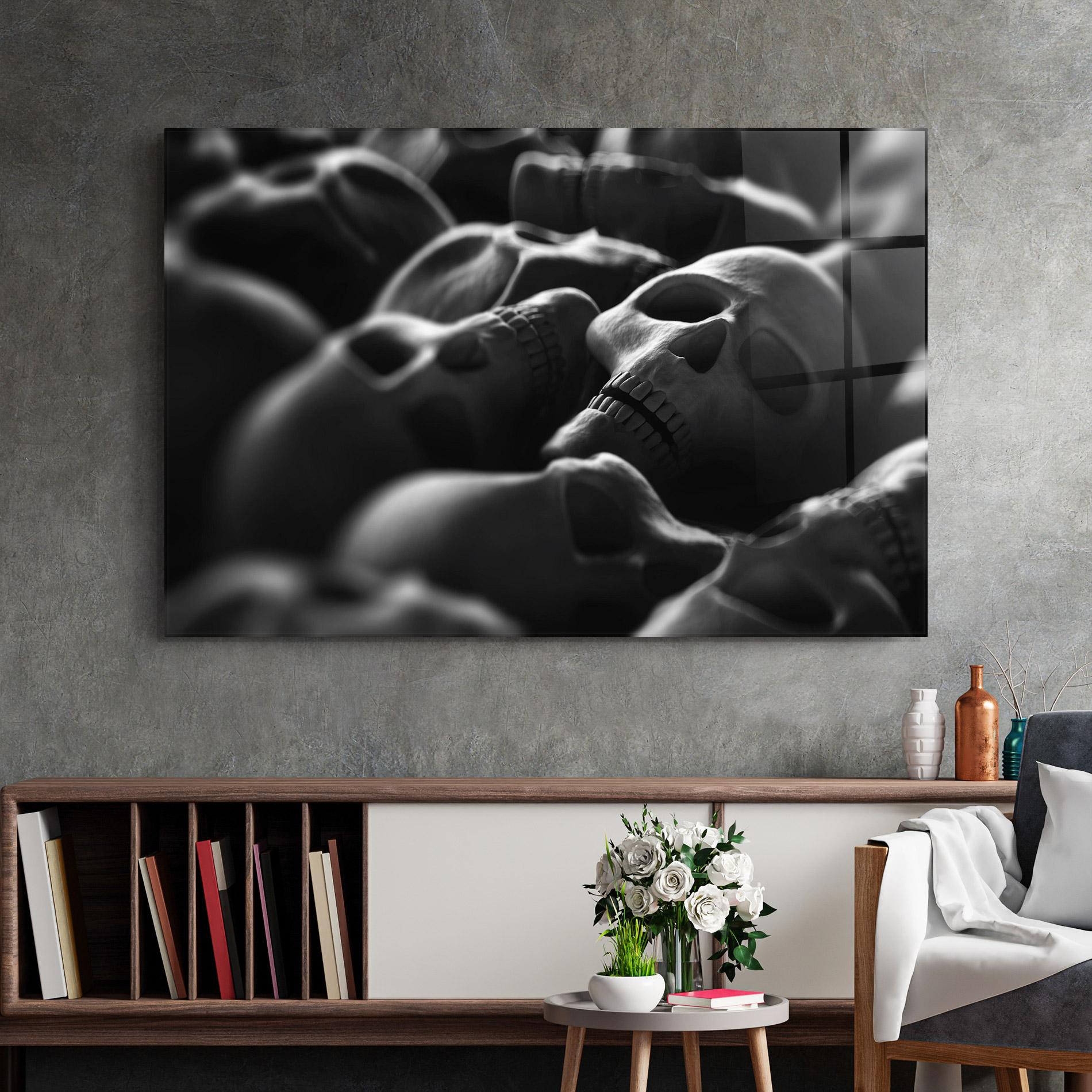 Tablou Sticla Gray Human Skull mockup 2