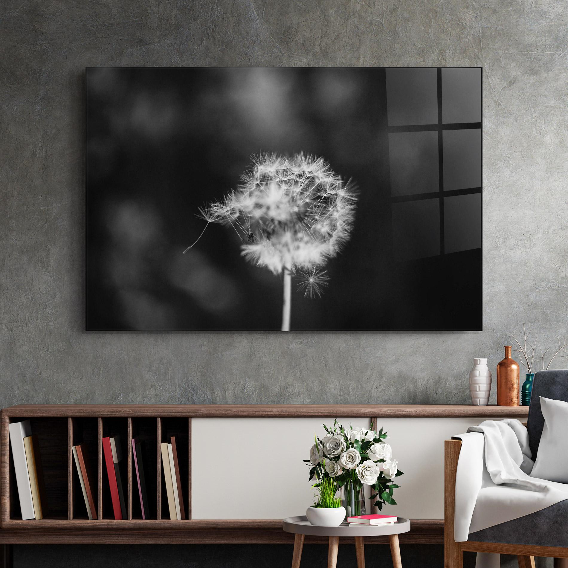 Tablou Sticla Grey Dandelion mockup 2
