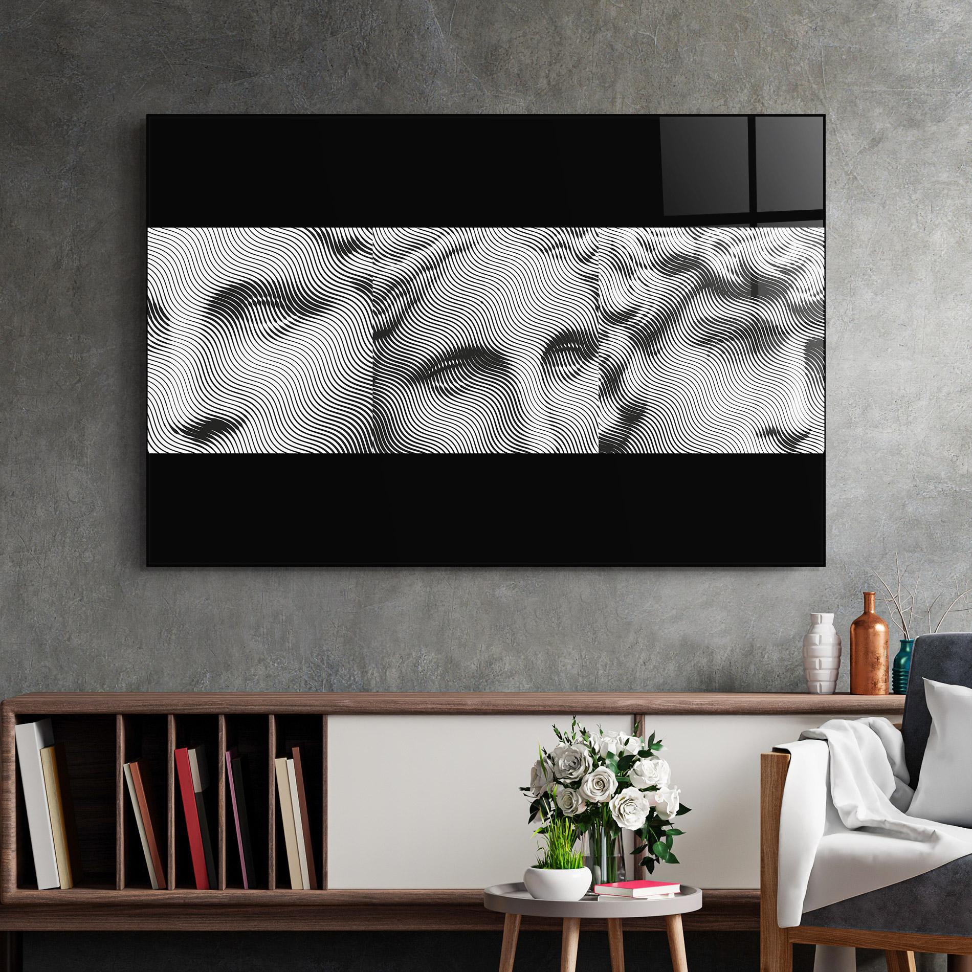 Tablou Sticla Statue Line Faces mockup 2