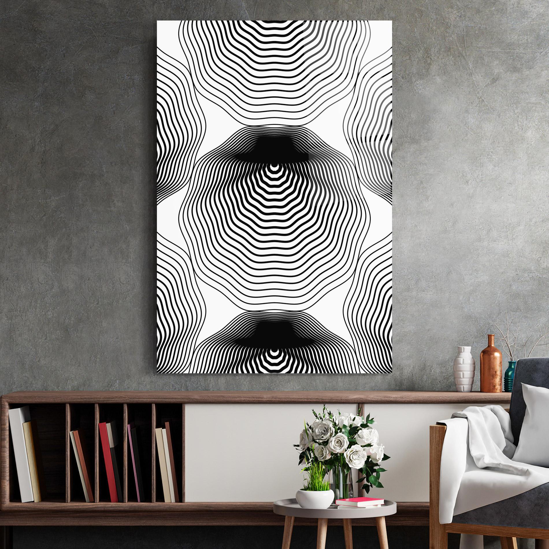 Tablou Sticla Black Line Art mockup 2