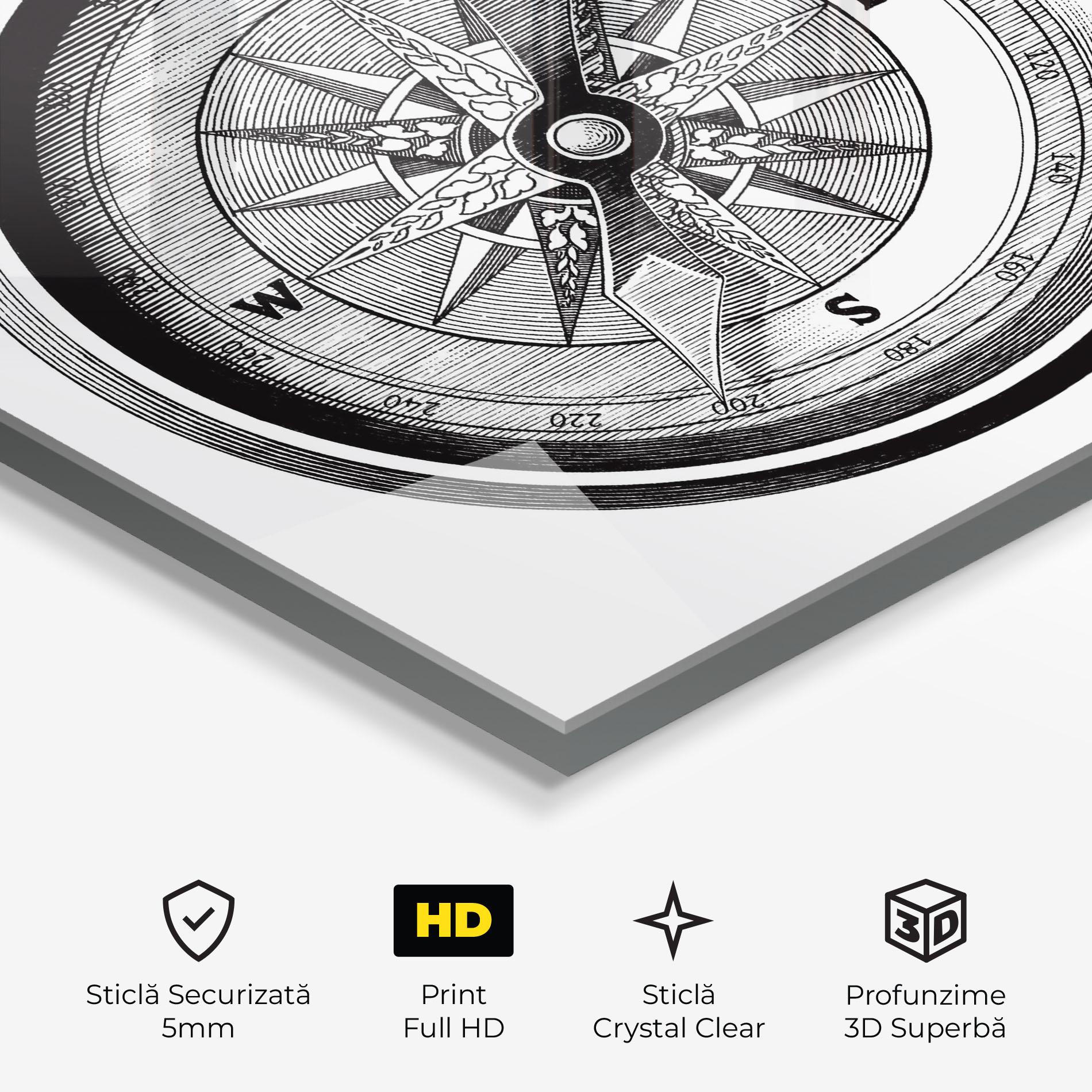 Tablou Sticla Black Compass mockup 3