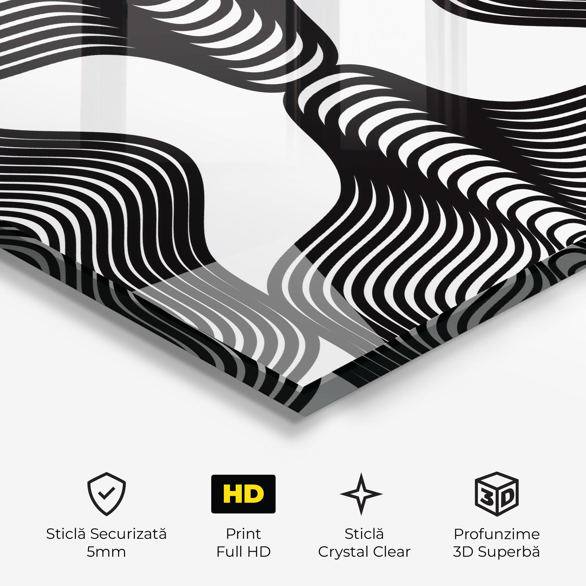 Tablou Sticla Black Line Pattern mockup 3