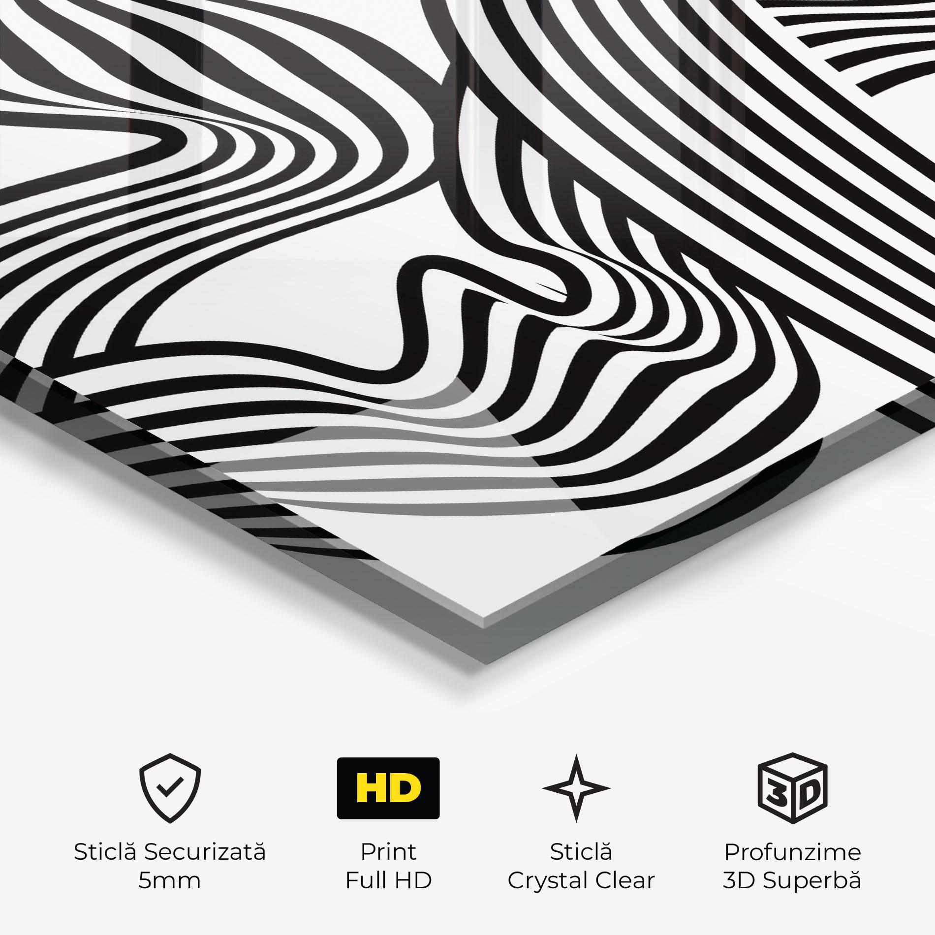 Tablou Sticla Black White Wave mockup 3