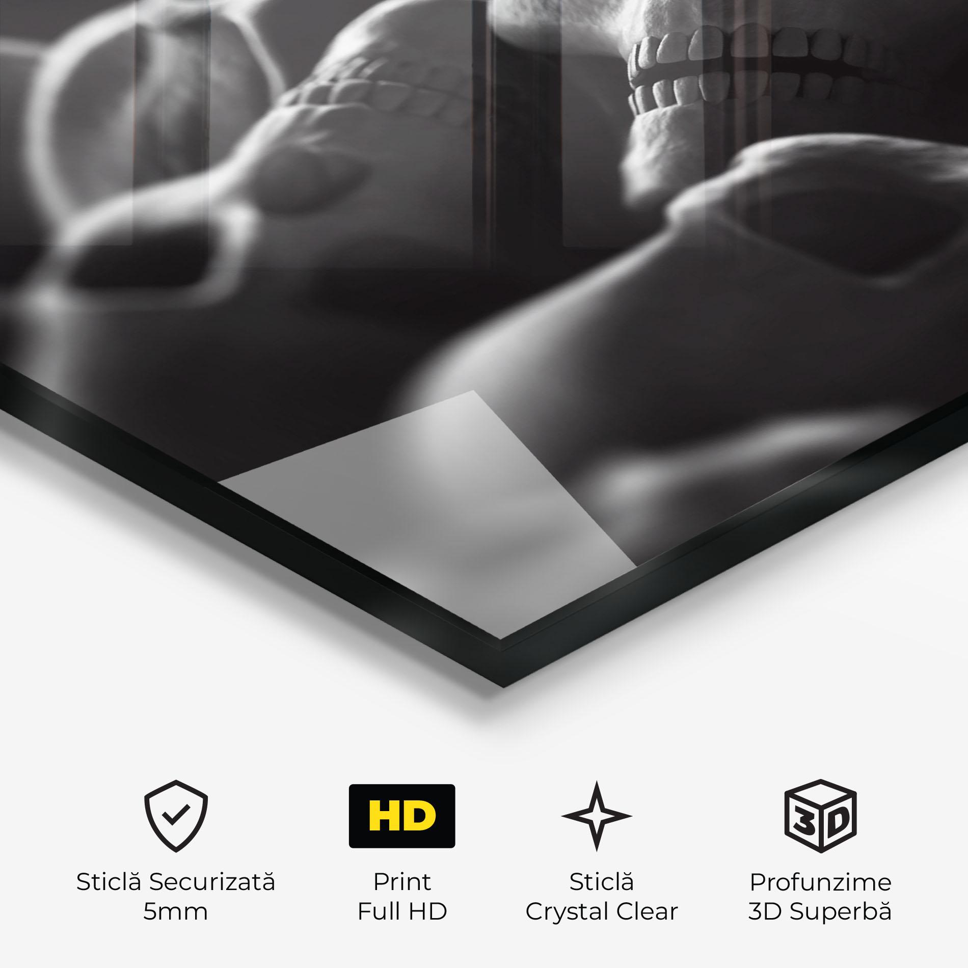 Tablou Sticla Gray Human Skull mockup 3