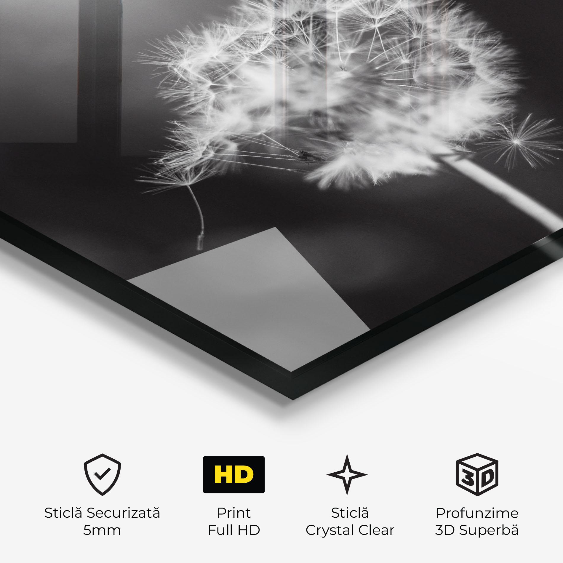 Tablou Sticla Grey Dandelion mockup 3