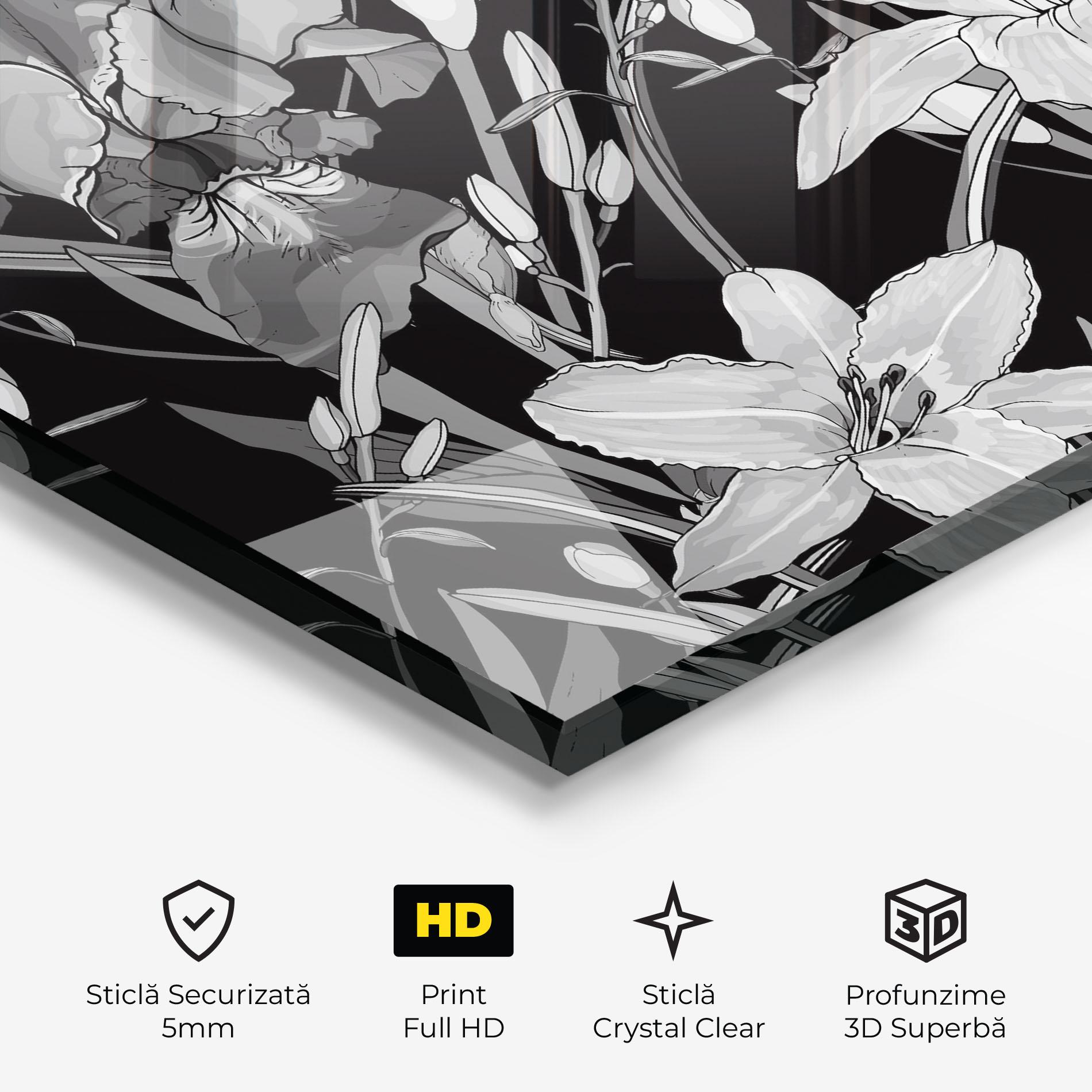 Tablou Sticla Grey Flowers Art mockup 3