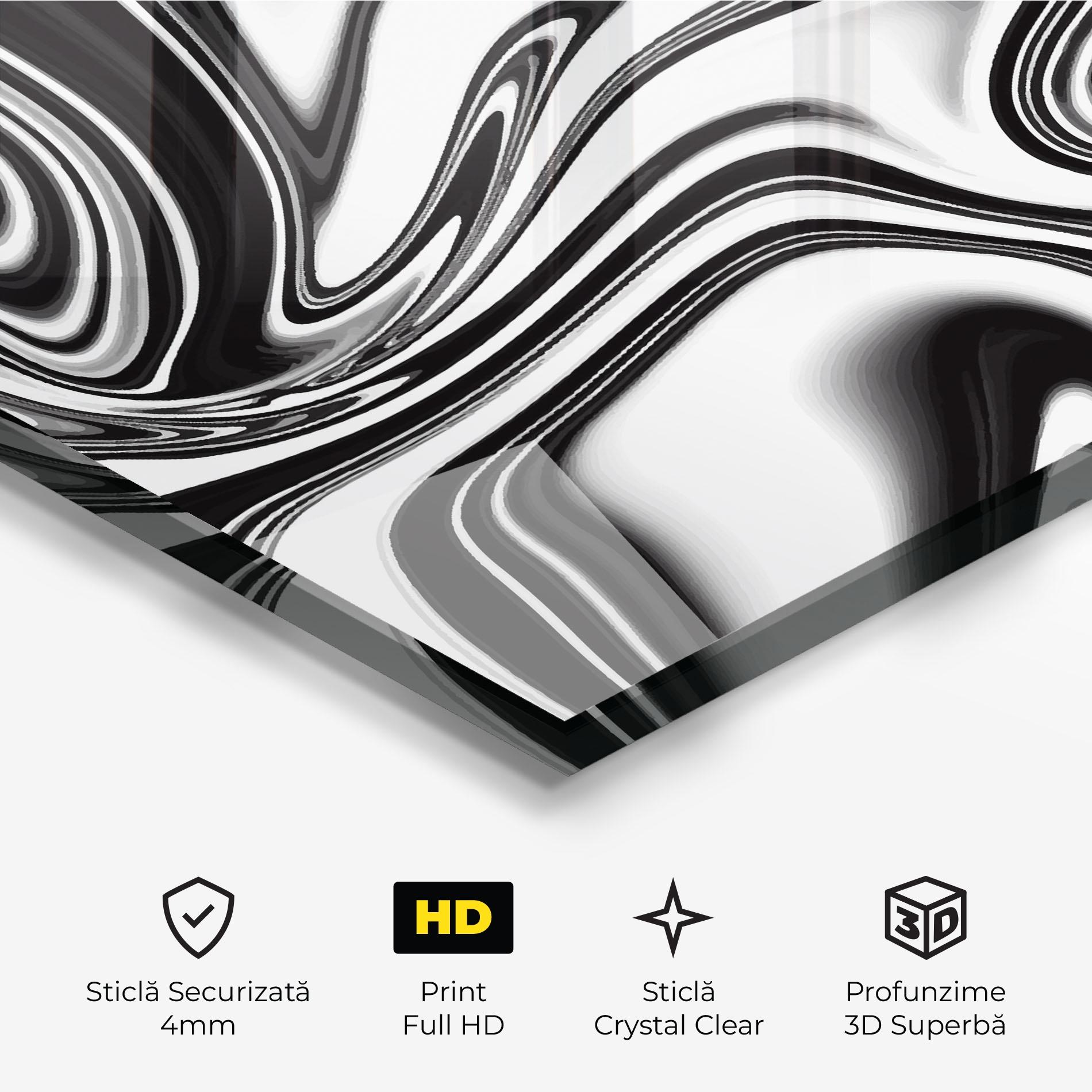 Tablou Sticla Black White Liquid mockup 3
