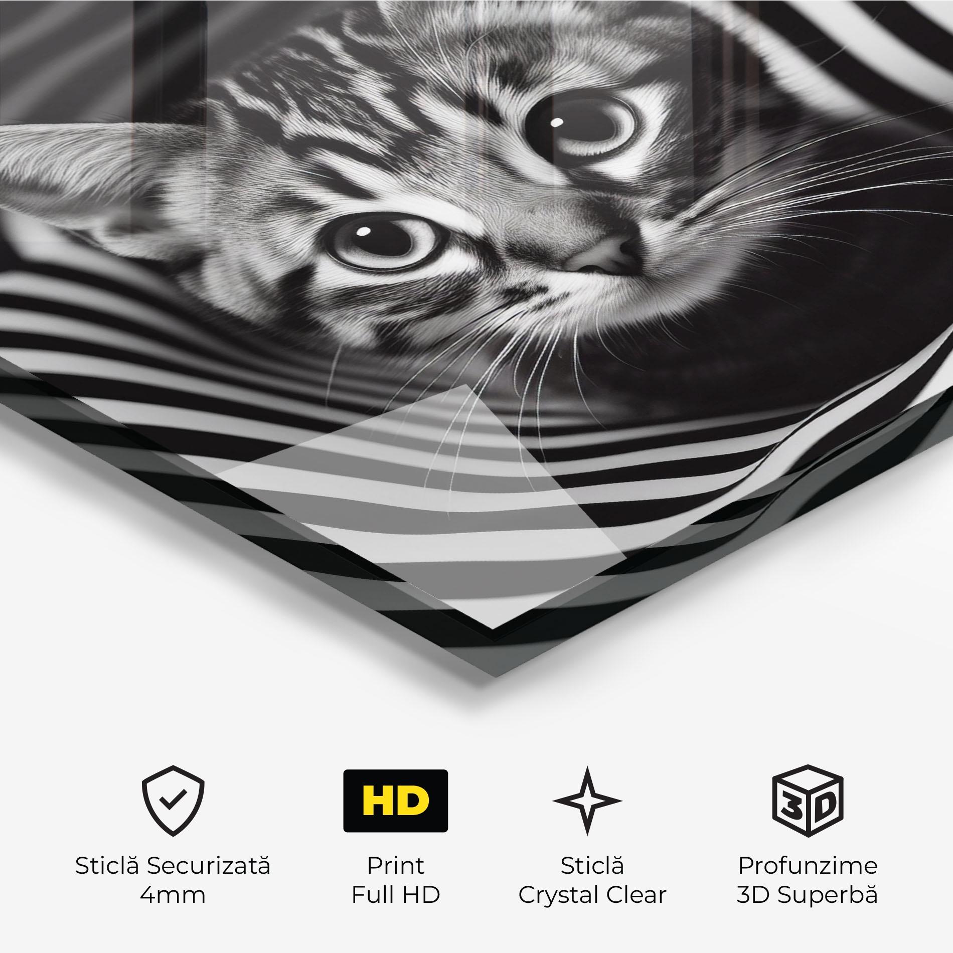 Tablou Sticla Closeup Cat Portrait mockup 3