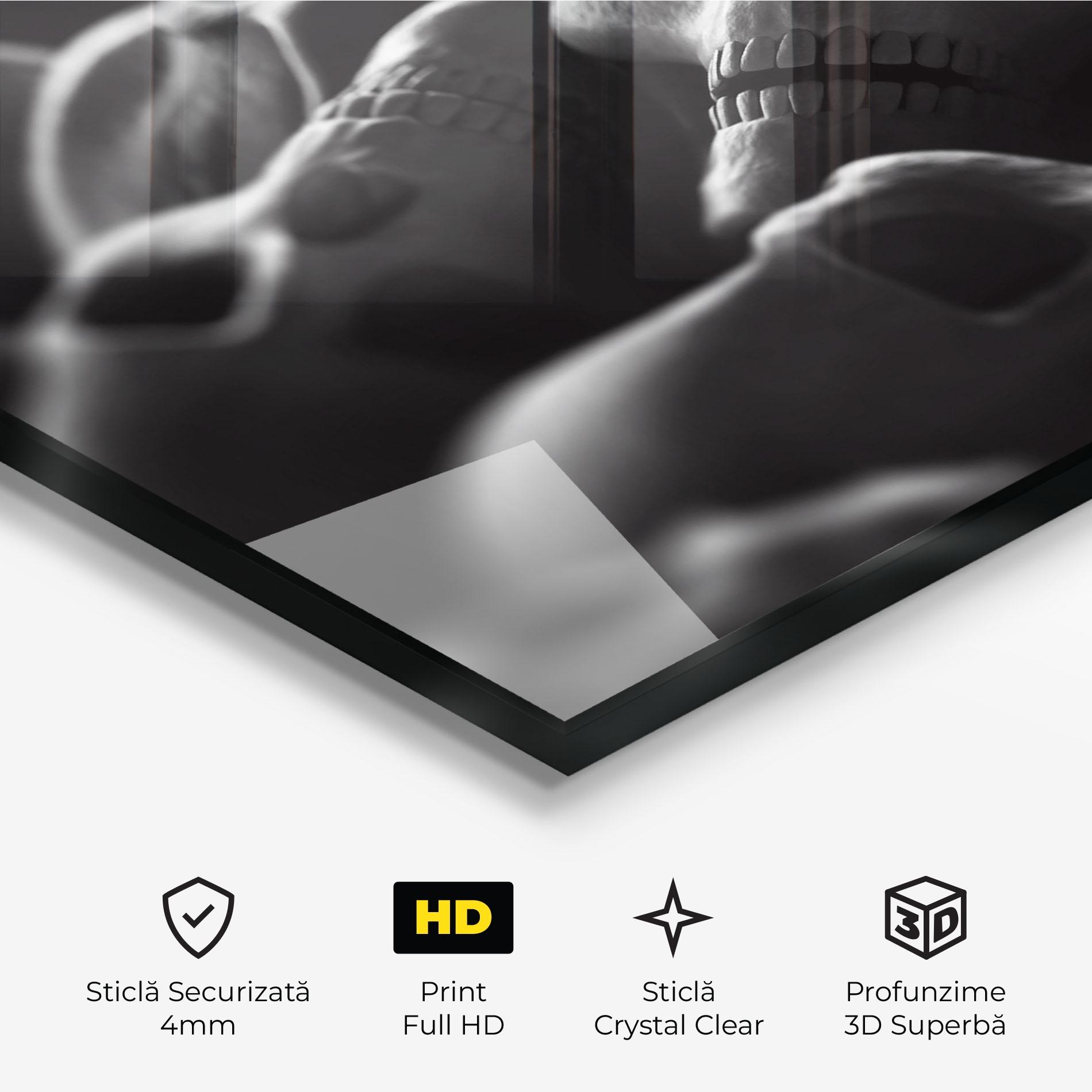 Tablou Sticla Gray Human Skull mockup 3