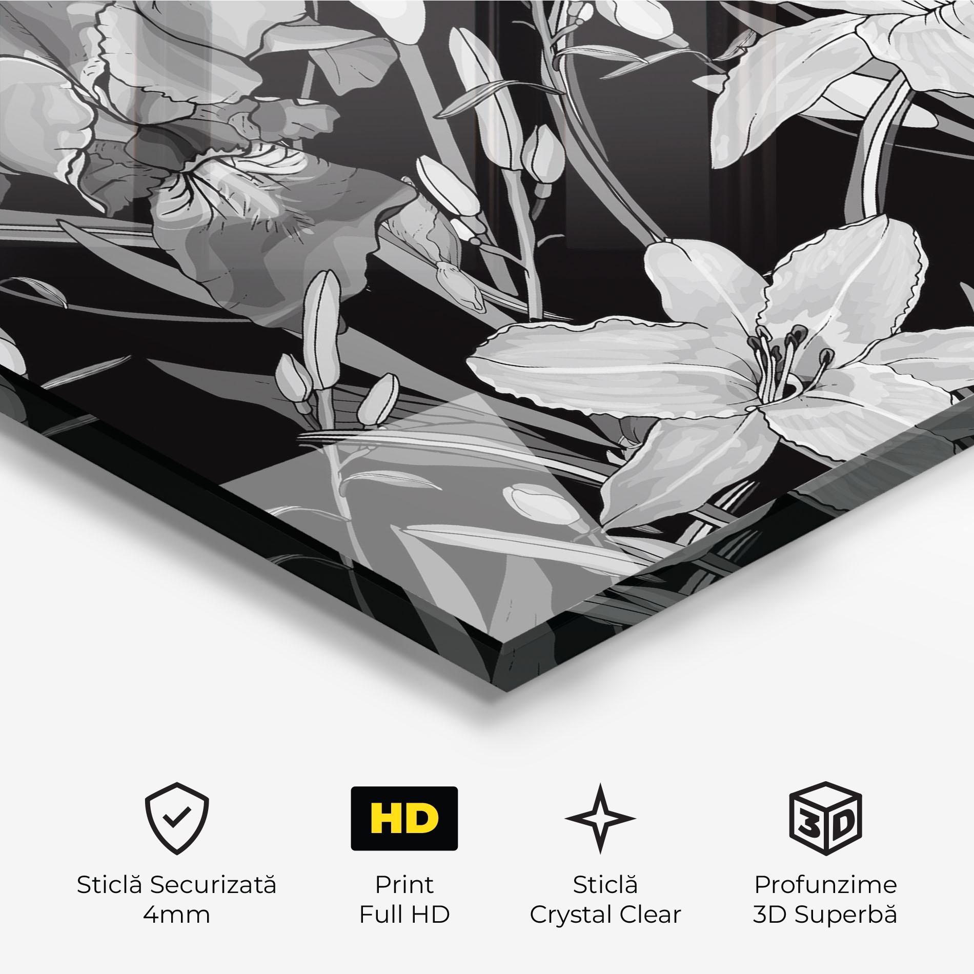 Tablou Sticla Grey Flowers Art mockup 3
