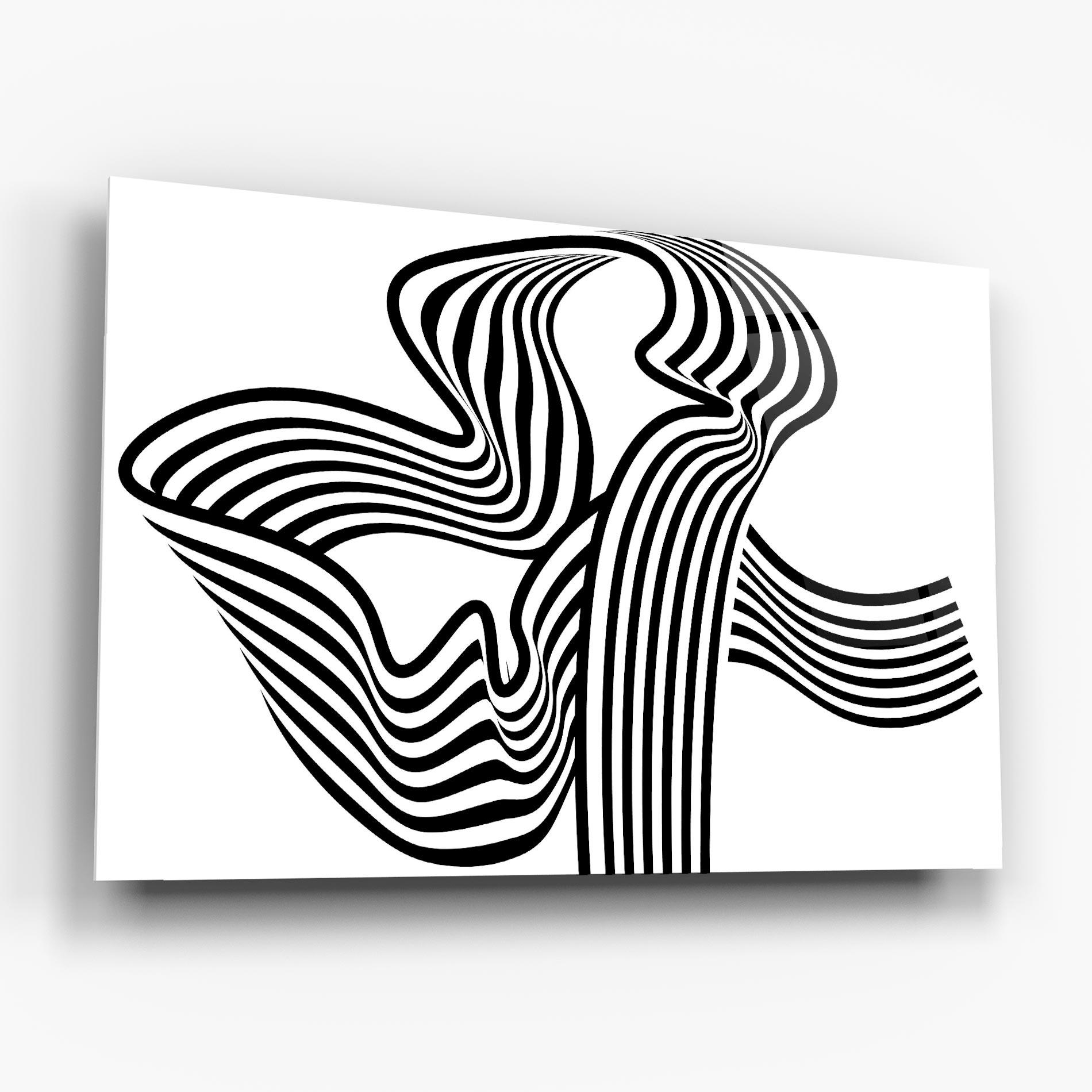 Tablou Sticla Black White Wave mockup 6