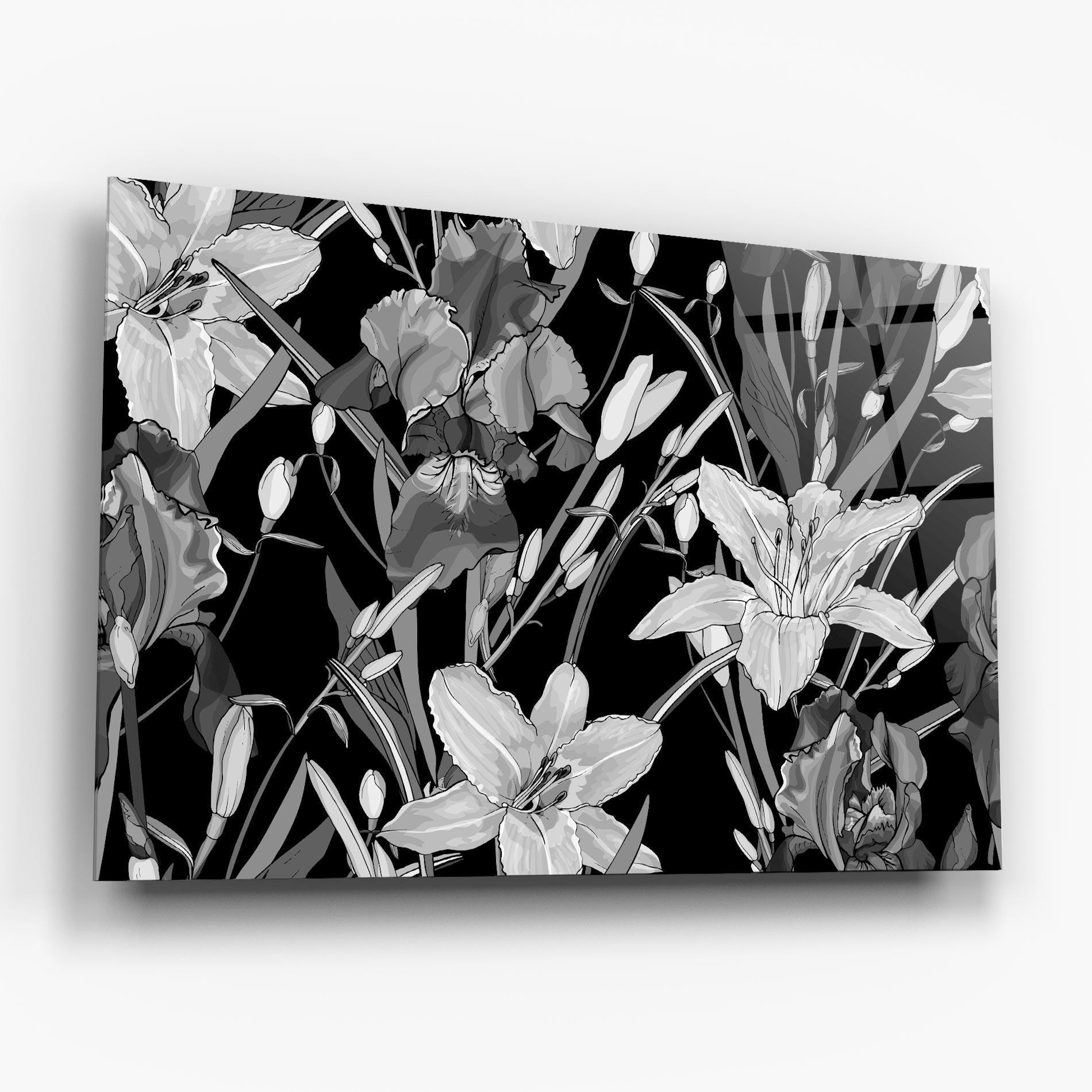 Tablou Sticla Grey Flowers Art mockup 6