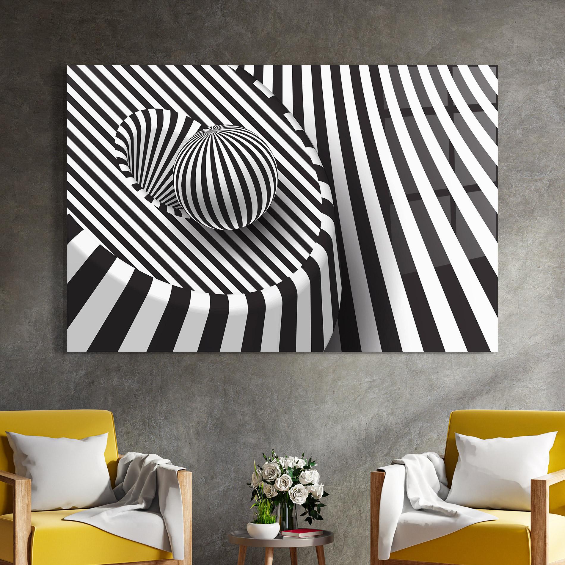 Tablou Sticla 3d Ball Zebra mockup 4