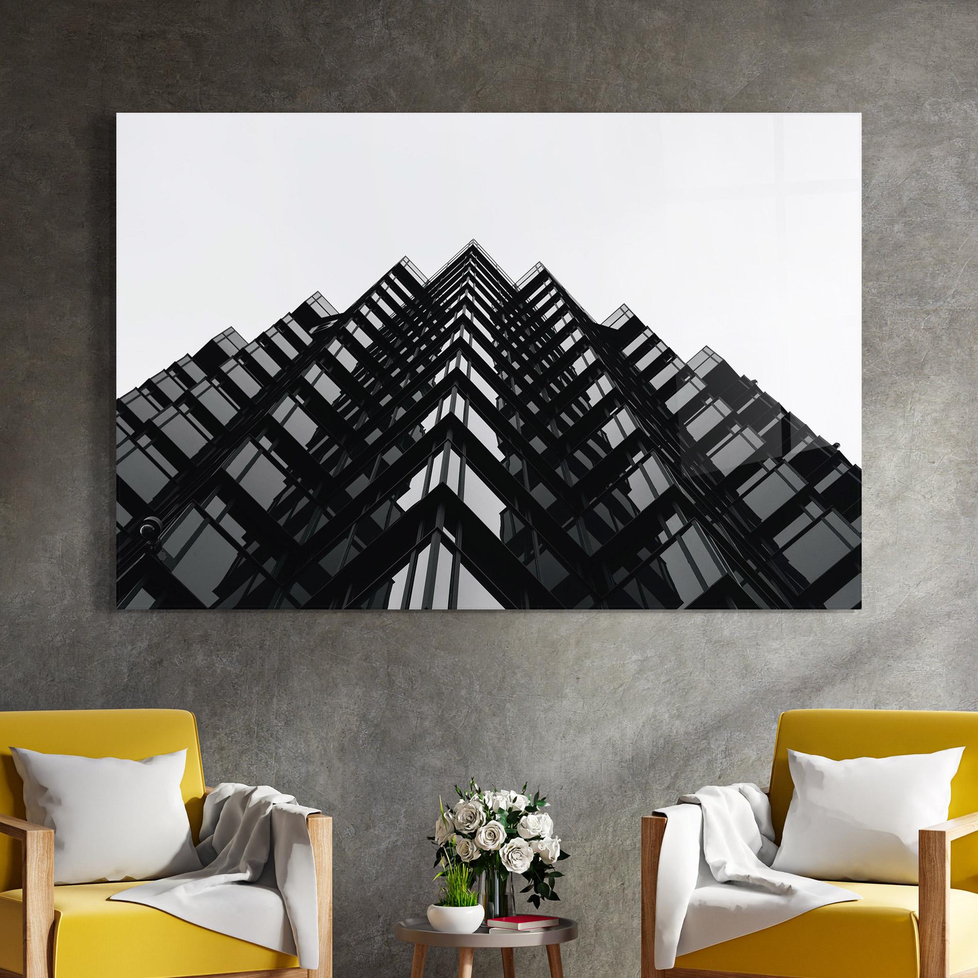 Tablou Sticla Black Building mockup 4