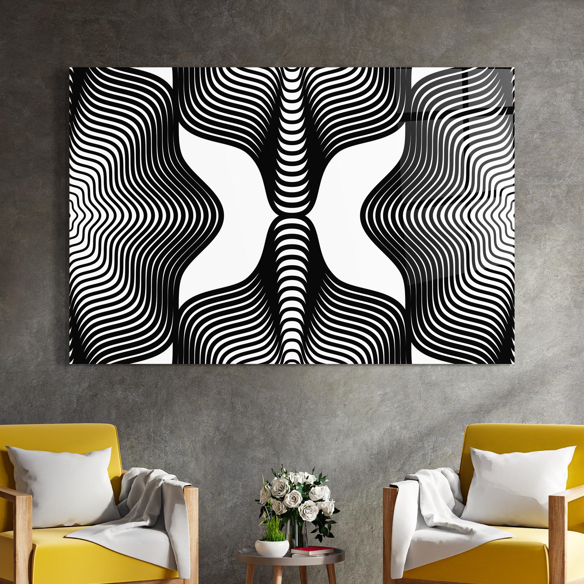 Tablou Sticla Black Line Pattern mockup 4