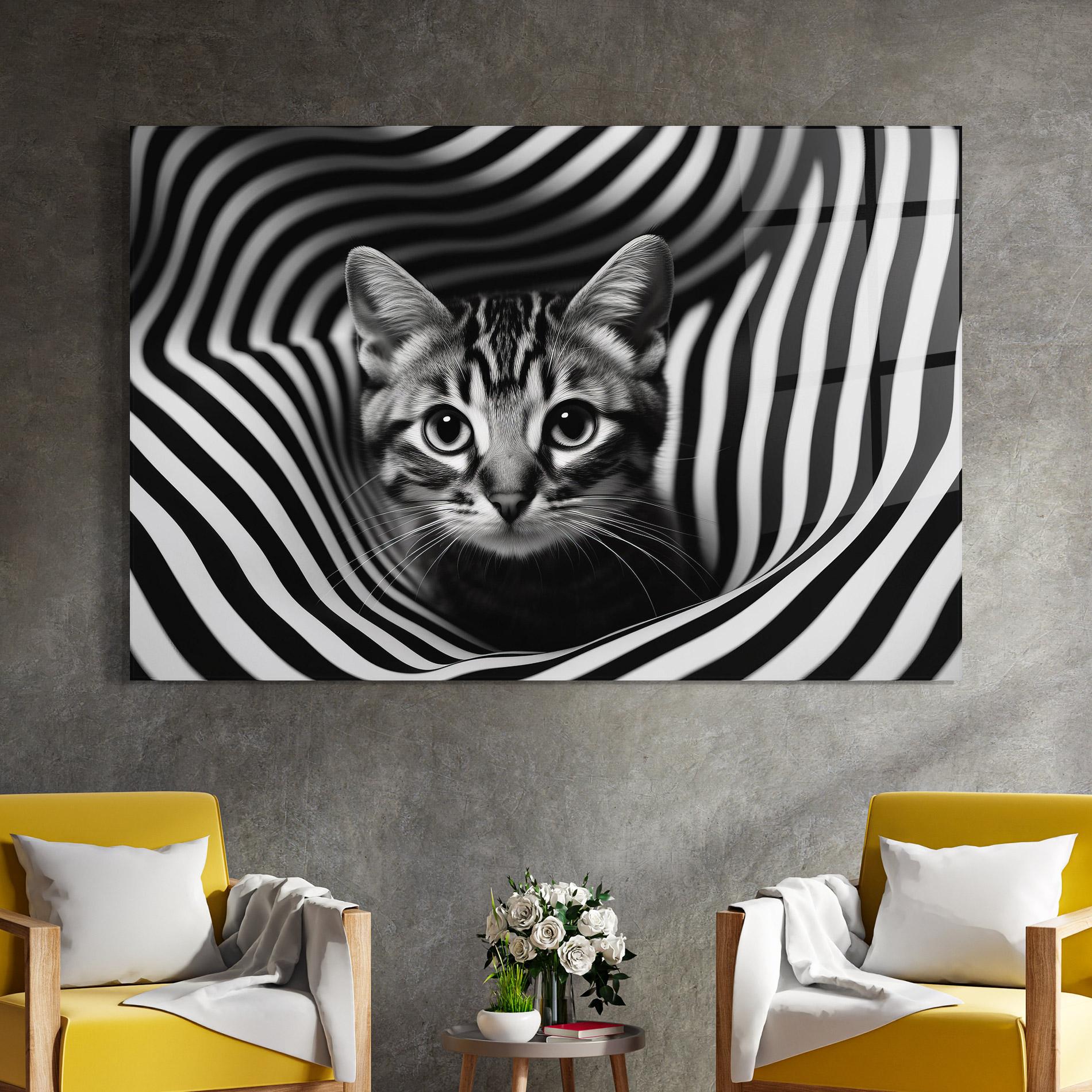 Tablou Sticla Closeup Cat Portrait mockup 4