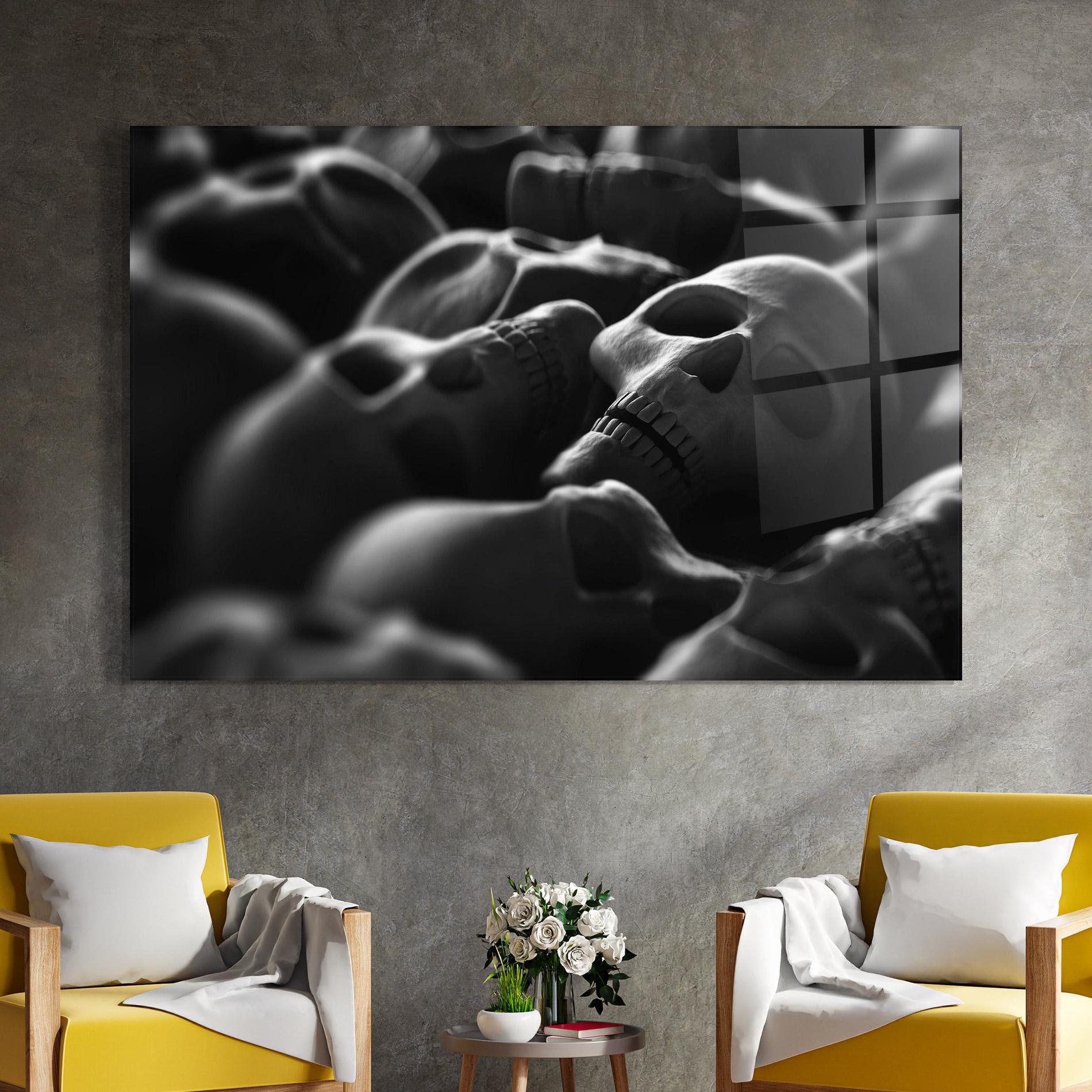 Tablou Sticla Gray Human Skull mockup 4