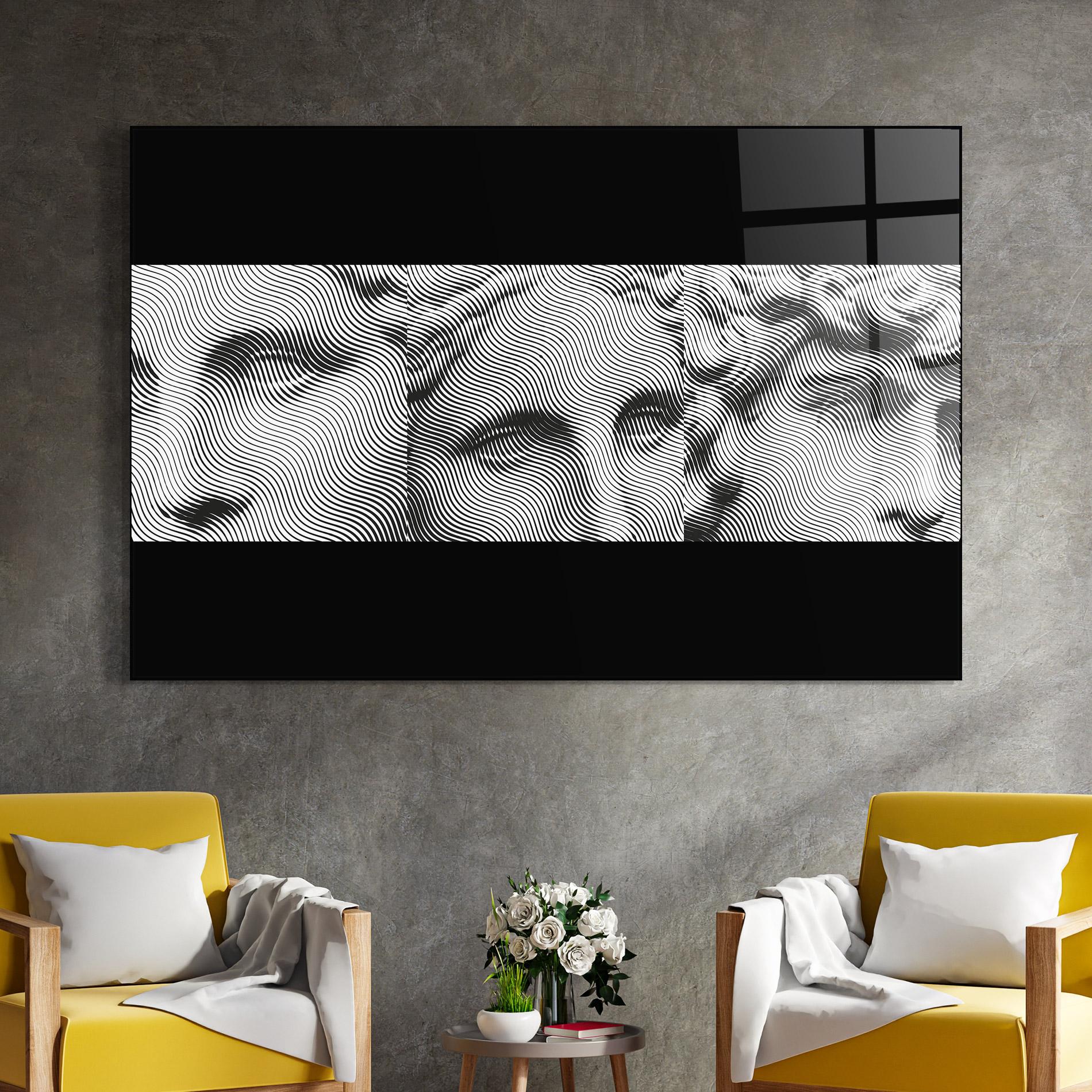 Tablou Sticla Statue Line Faces mockup 4