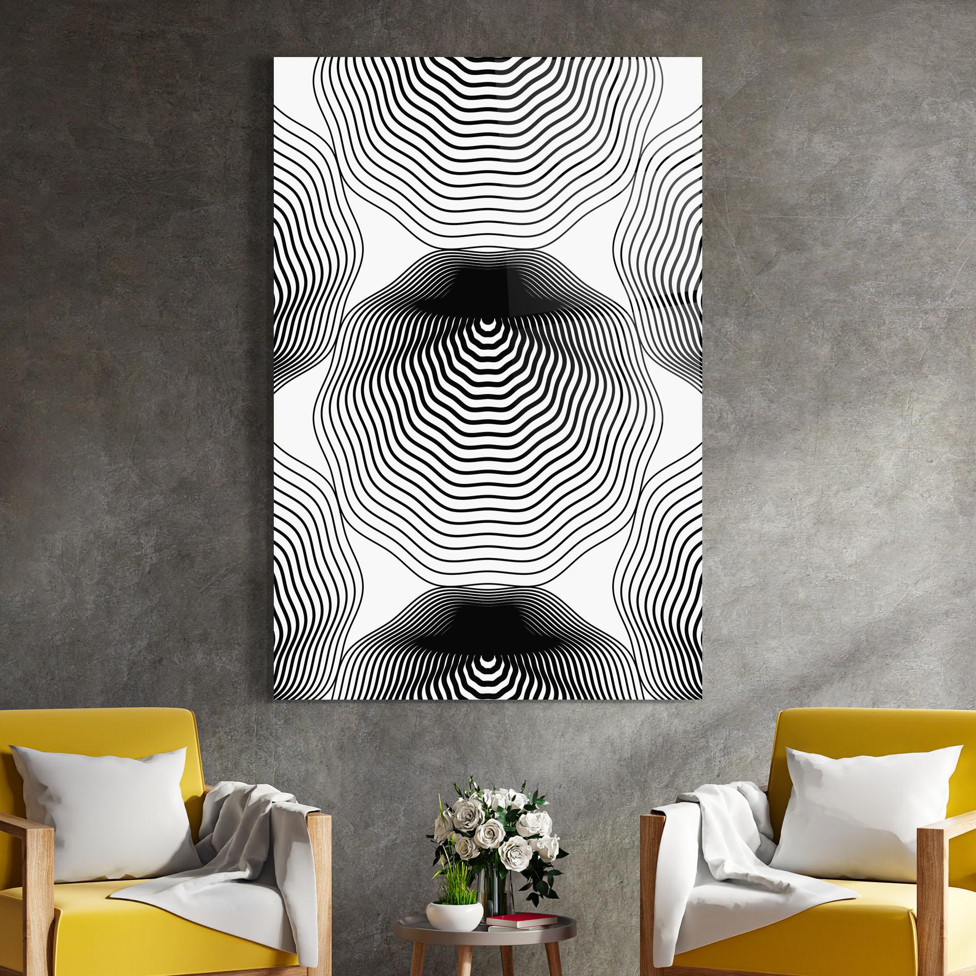 Tablou Sticla Black Line Art mockup 4