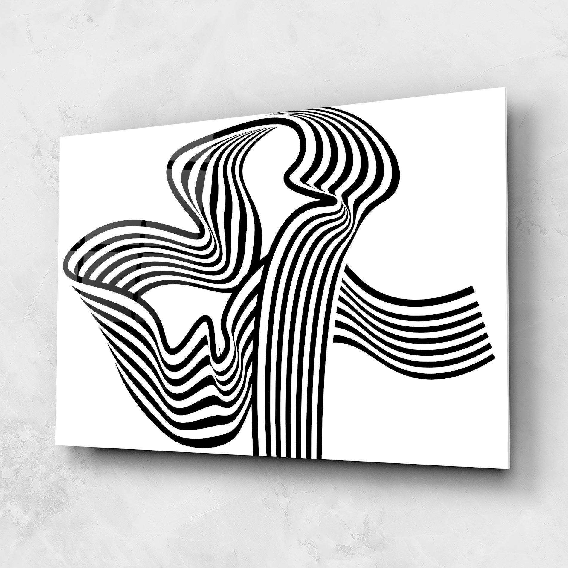 Tablou Sticla Black White Wave mockup 1