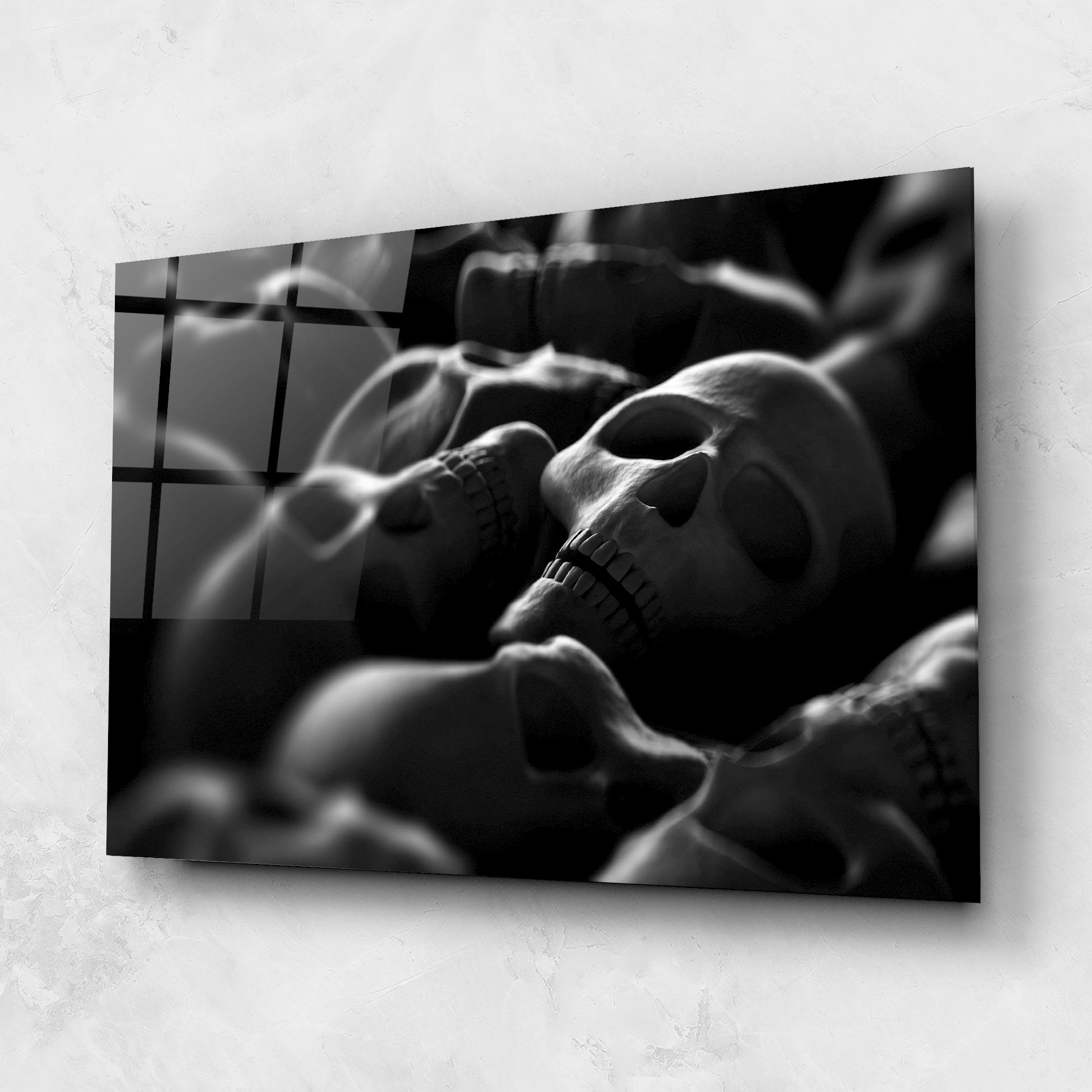 Tablou Sticla Gray Human Skull mockup 1