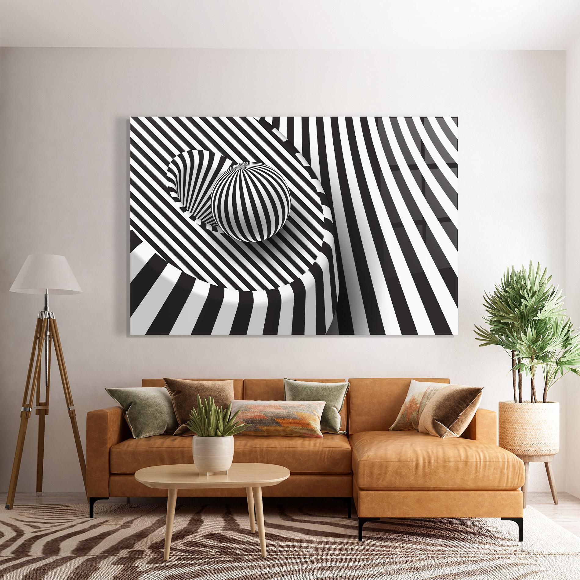 Tablou Sticla 3d Ball Zebra mockup 7