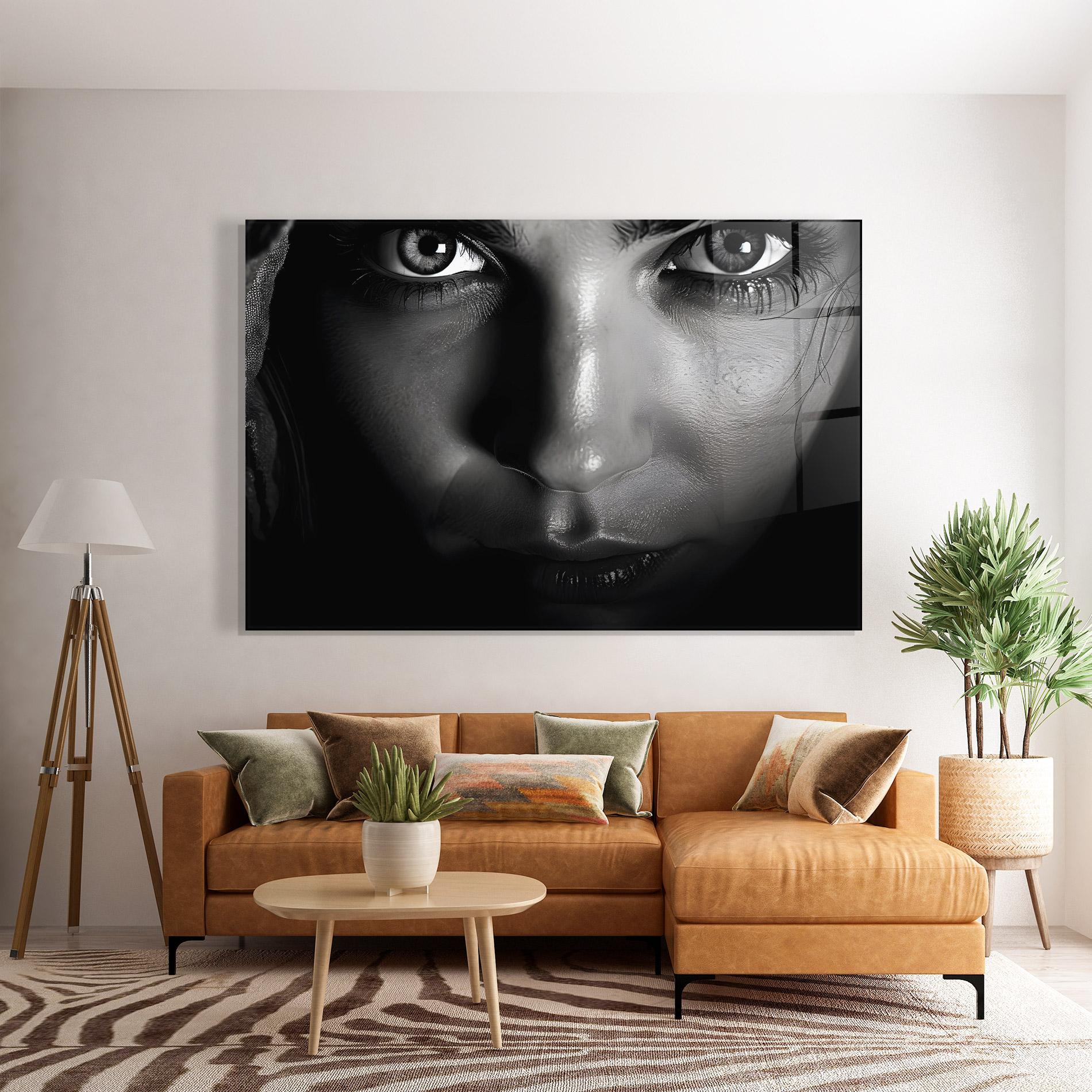 Tablou Sticla Closeup Portrait mockup 7