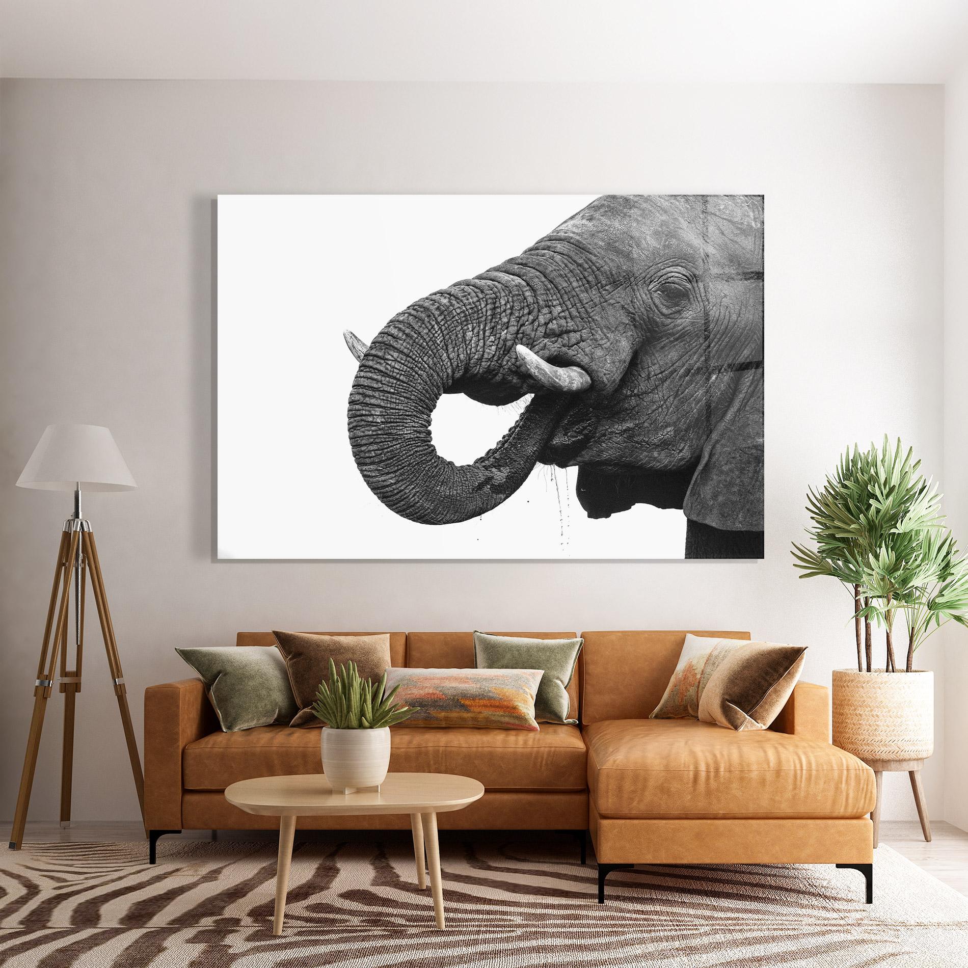 Tablou Sticla Elephant Drinking mockup 7
