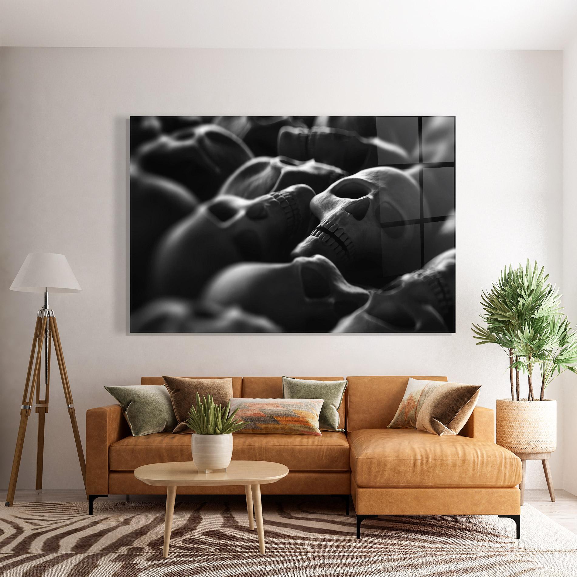 Tablou Sticla Gray Human Skull mockup 7