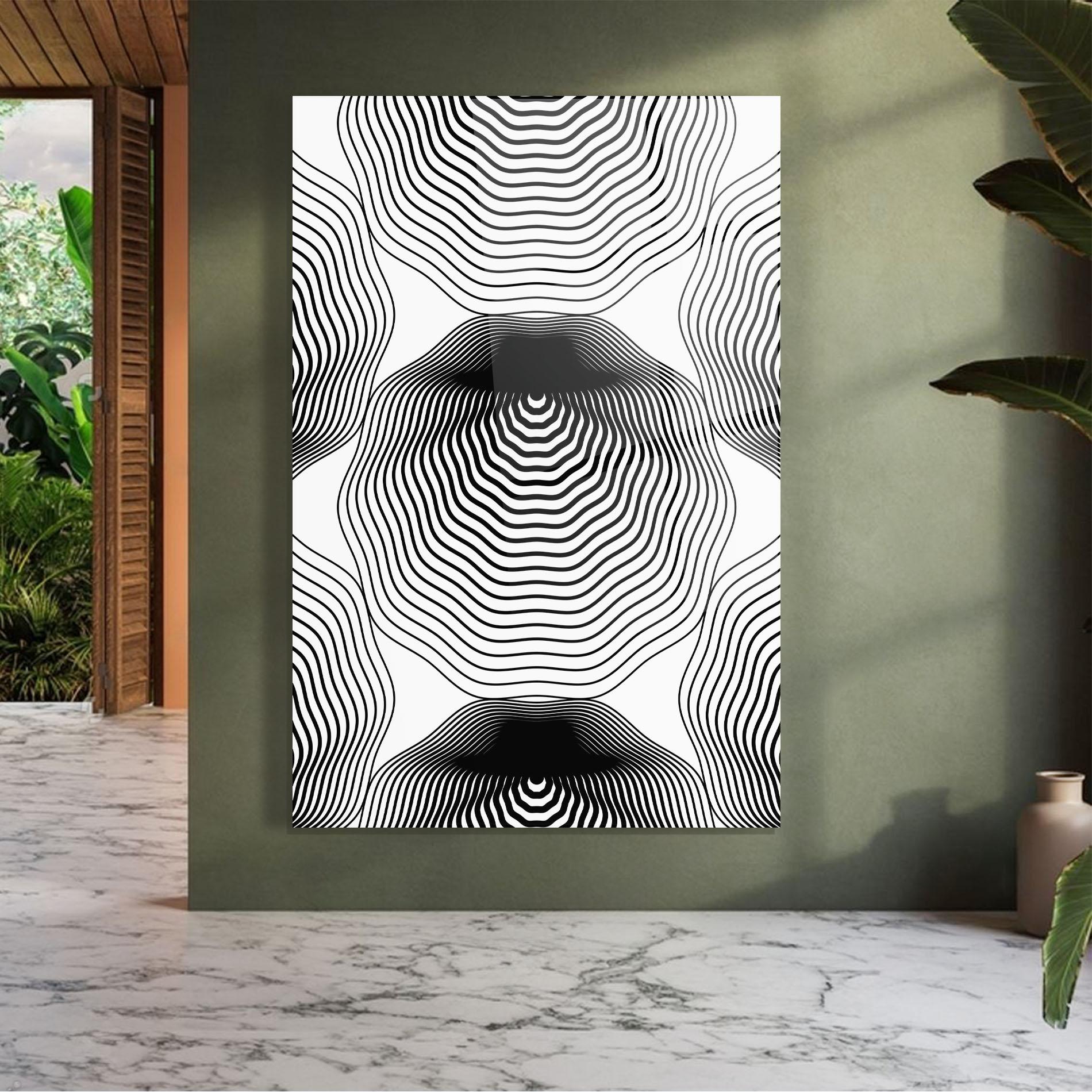 Tablou Sticla Black Line Art mockup 7