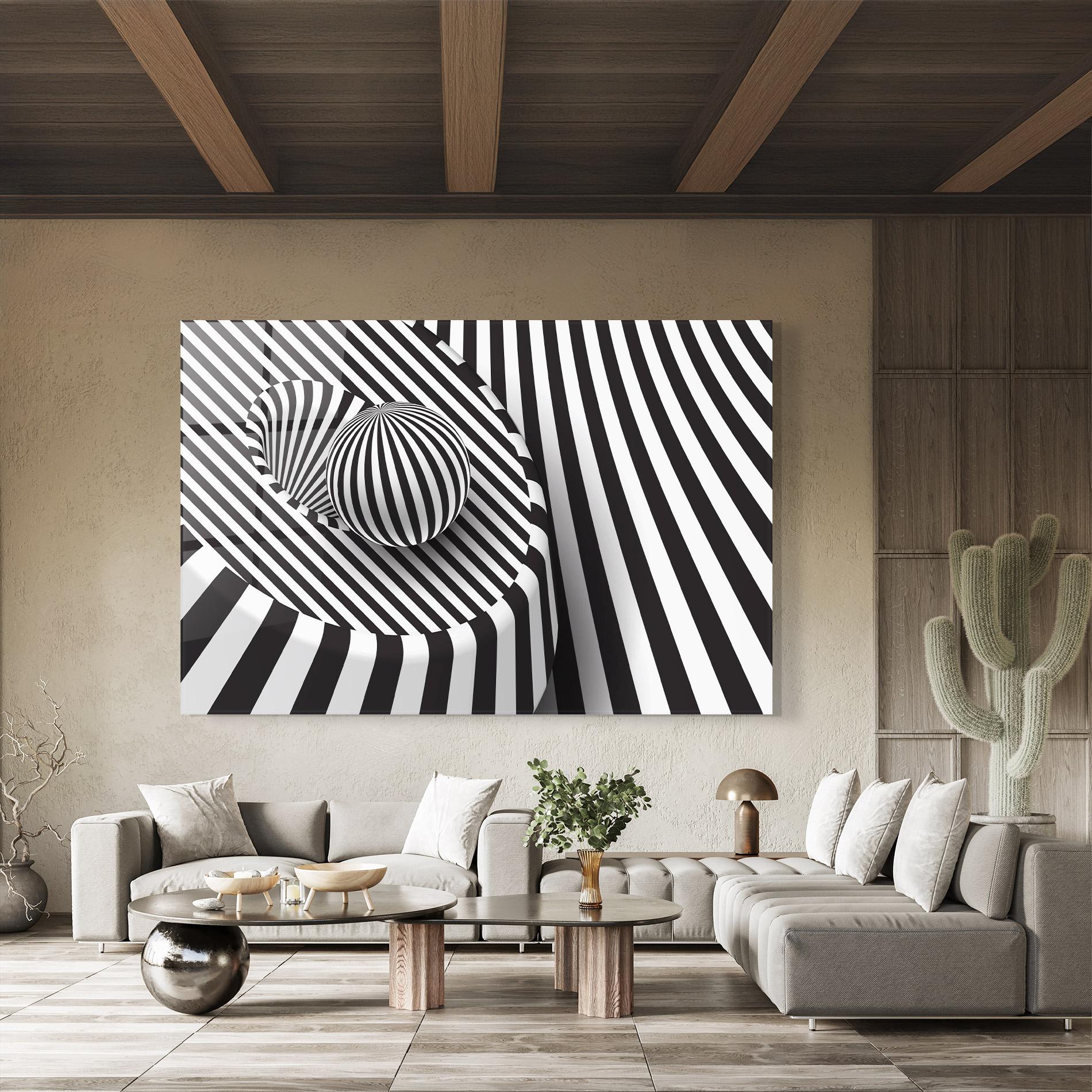 Tablou Sticla 3d Ball Zebra mockup 8