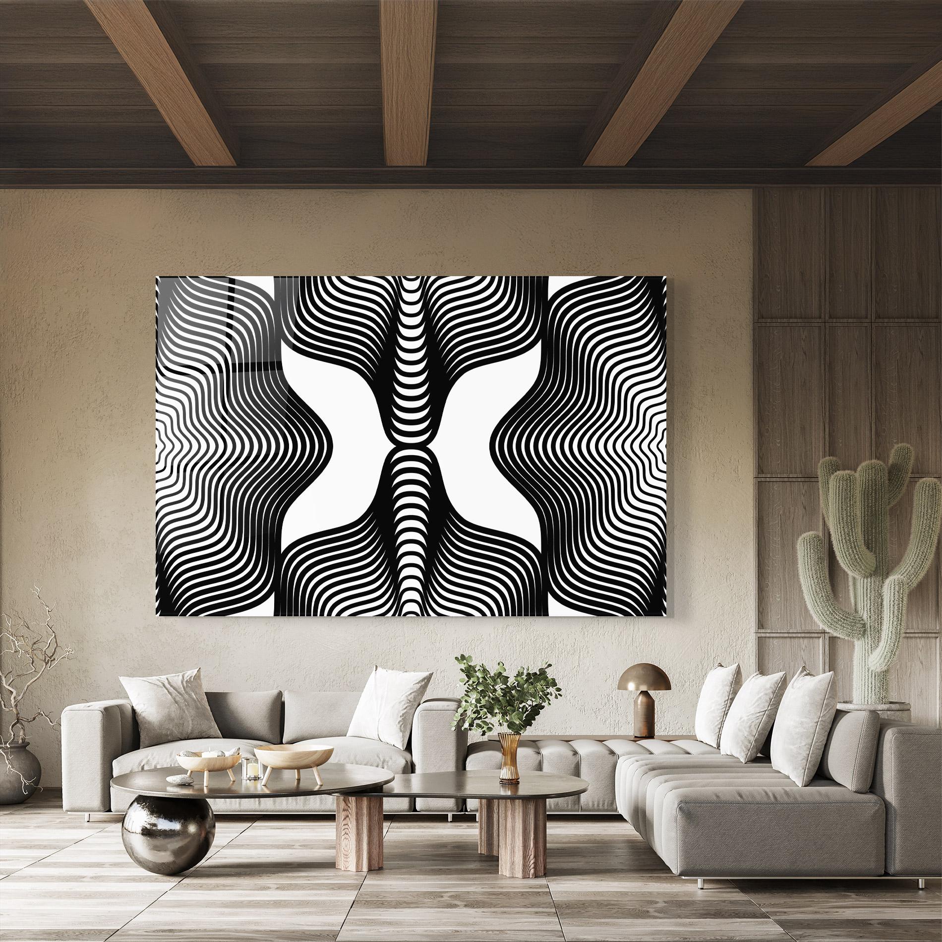 Tablou Sticla Black Line Pattern mockup 8