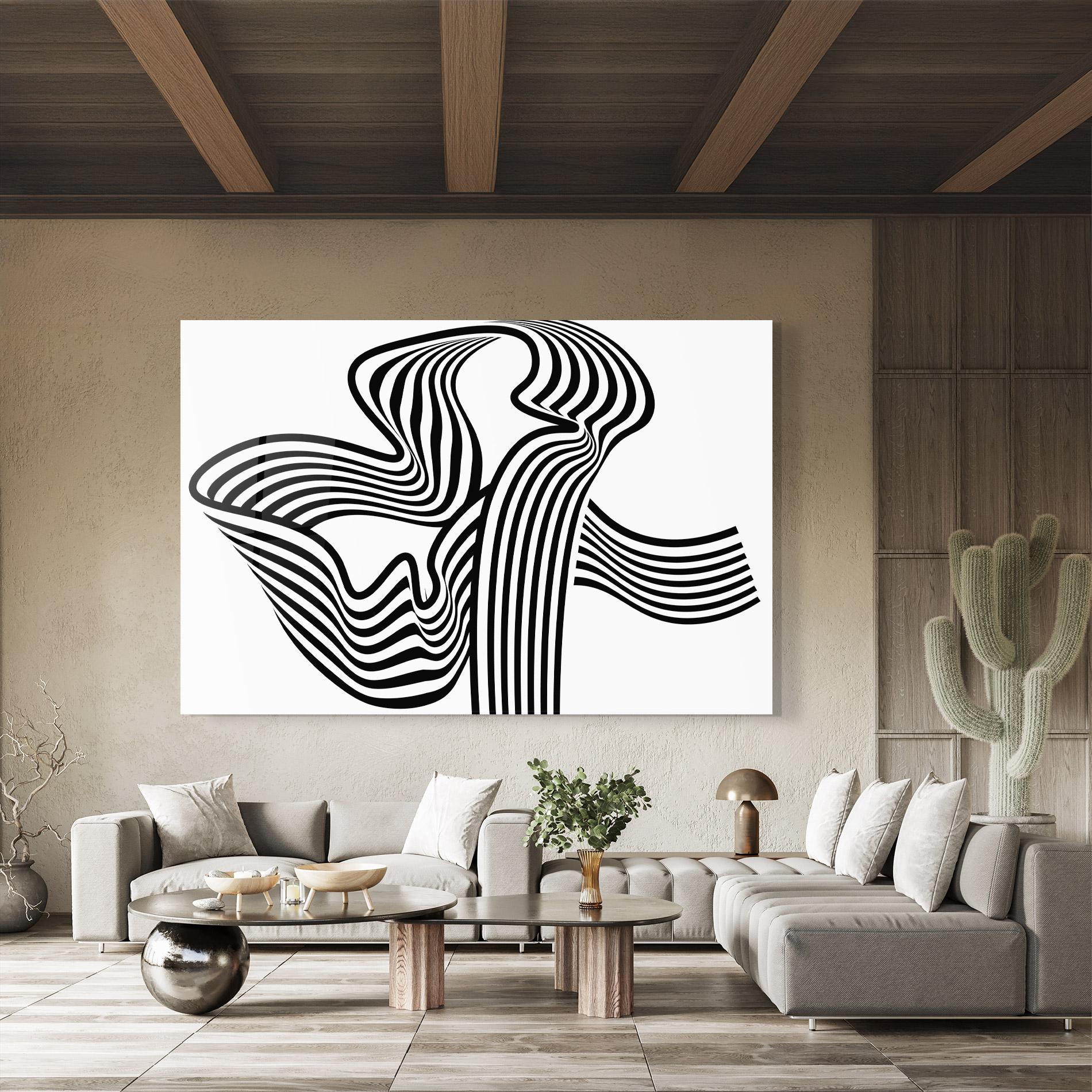 Tablou Sticla Black White Wave mockup 8