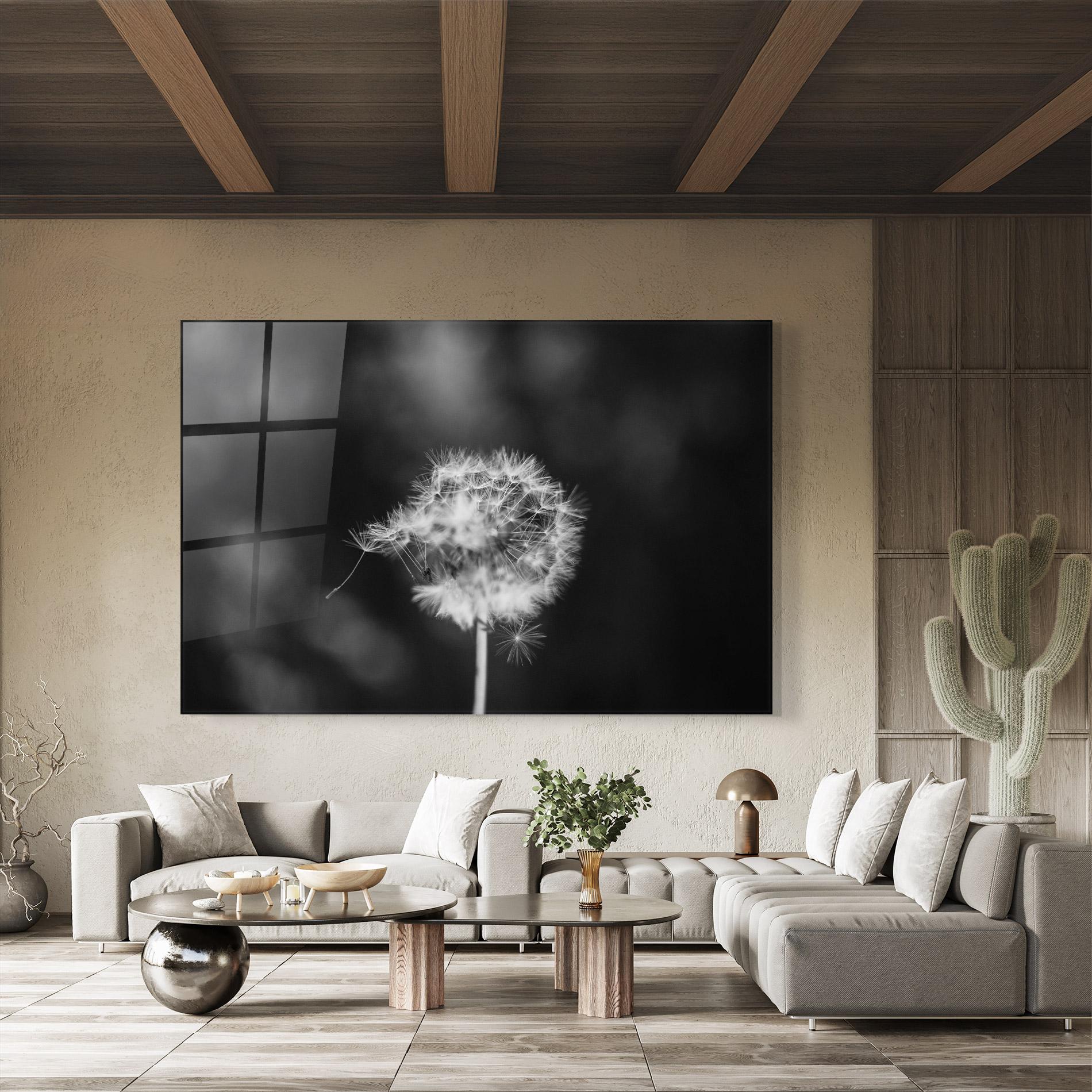 Tablou Sticla Grey Dandelion mockup 8