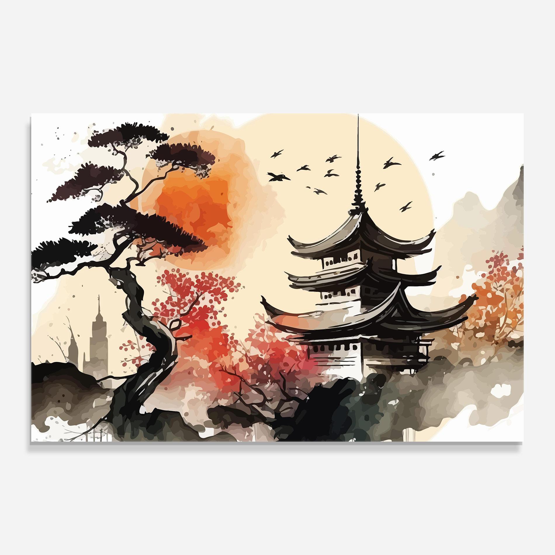 Tablou Sticla Asiatic Beautiful View mockup 0