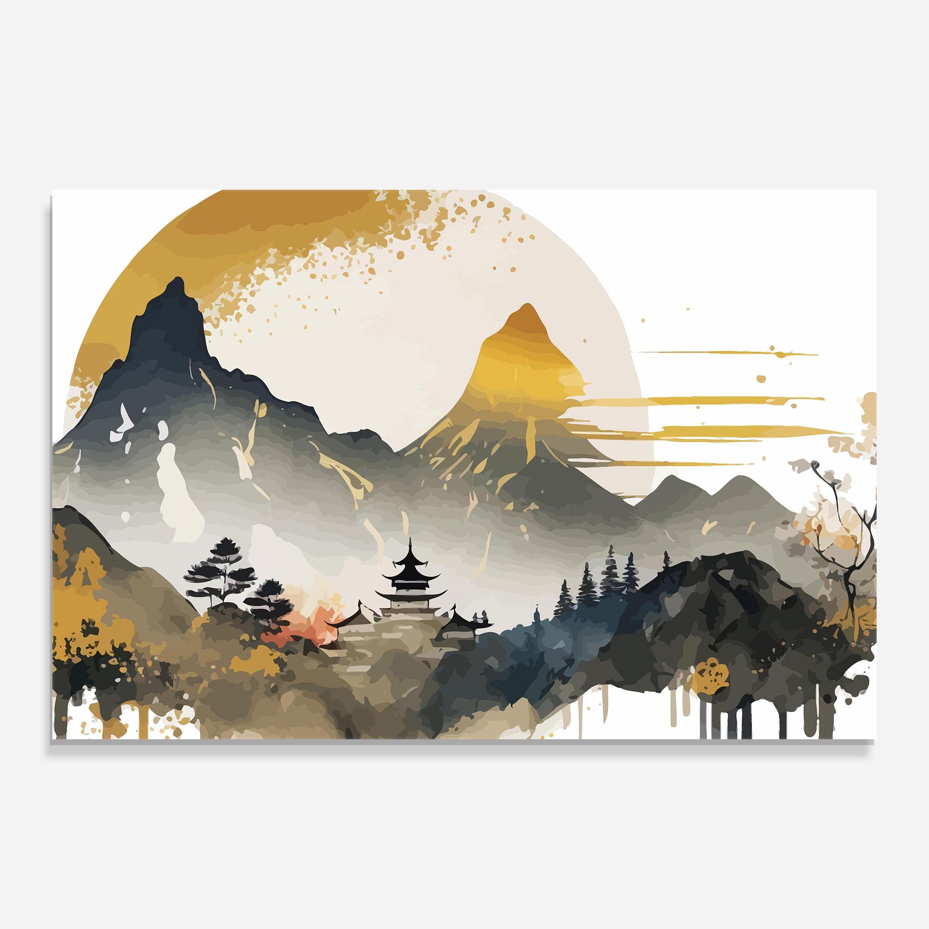 Tablou Sticla Asiatic Gold Cream mockup 0