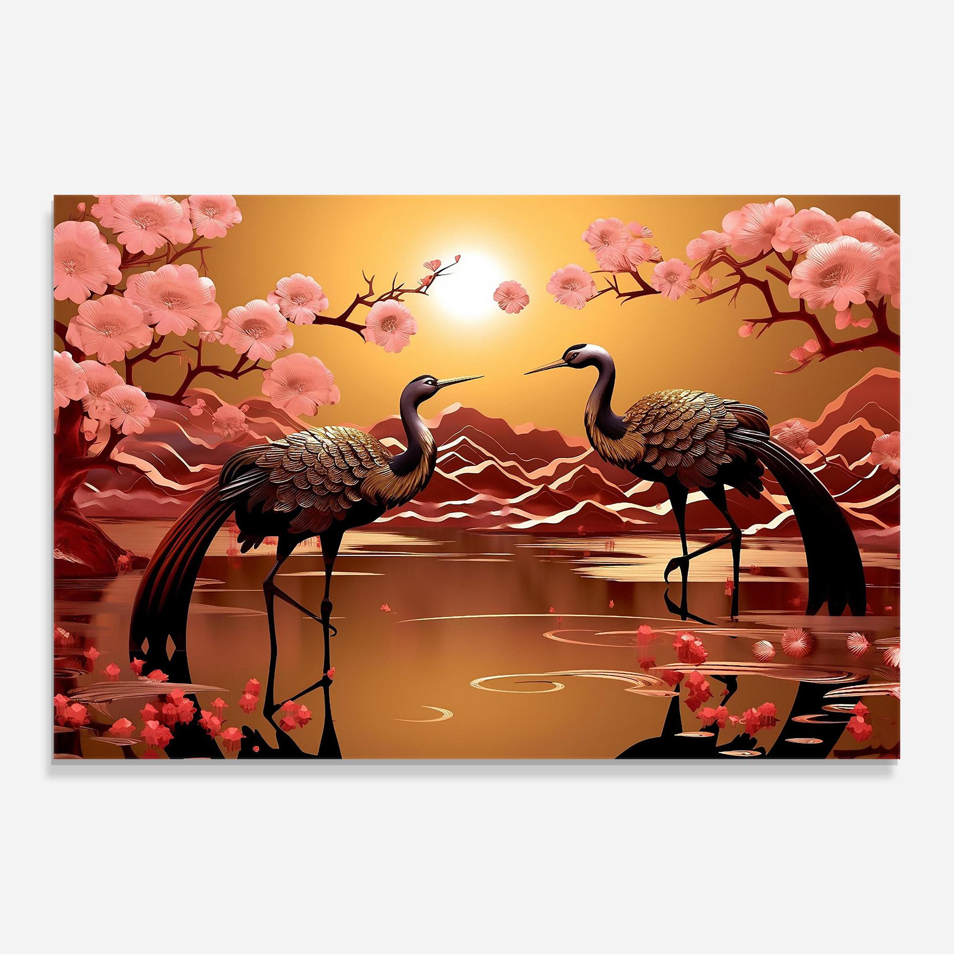 Tablou Sticla Chinese Birds mockup 0