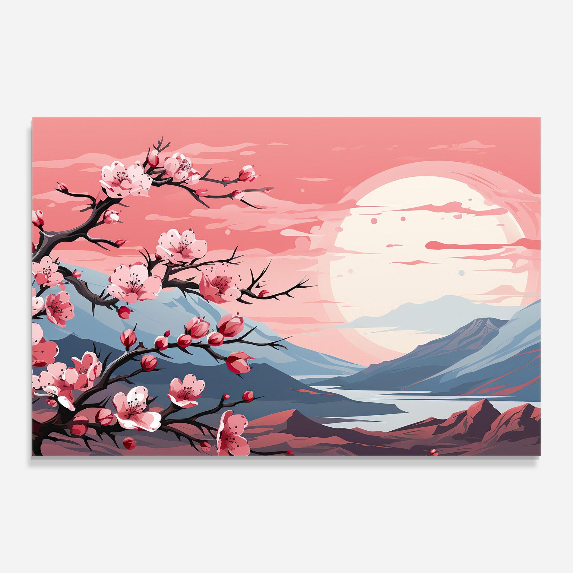 Tablou Sticla Chinese Cherry Blossoms mockup 0