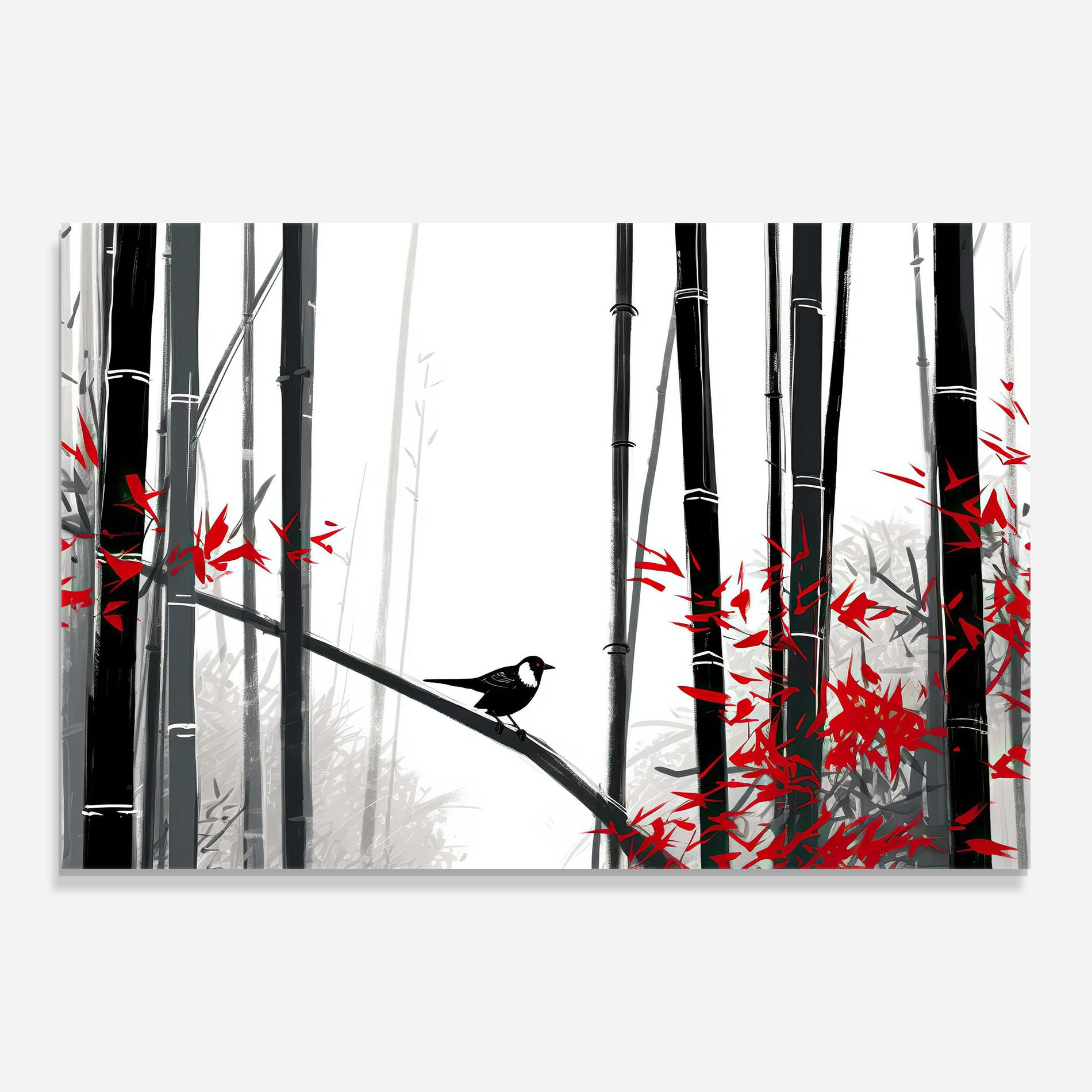 Tablou Sticla Chinese Red Leafs mockup 0